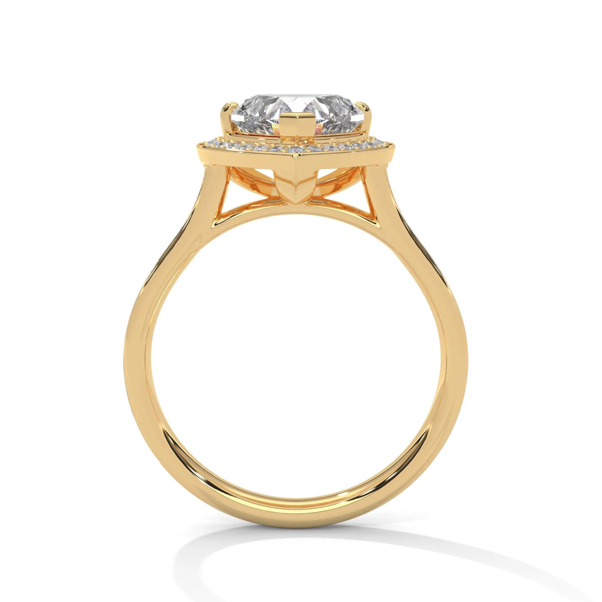 MJBS50 - Heart Cut French Pavé Halo Engagement Ring