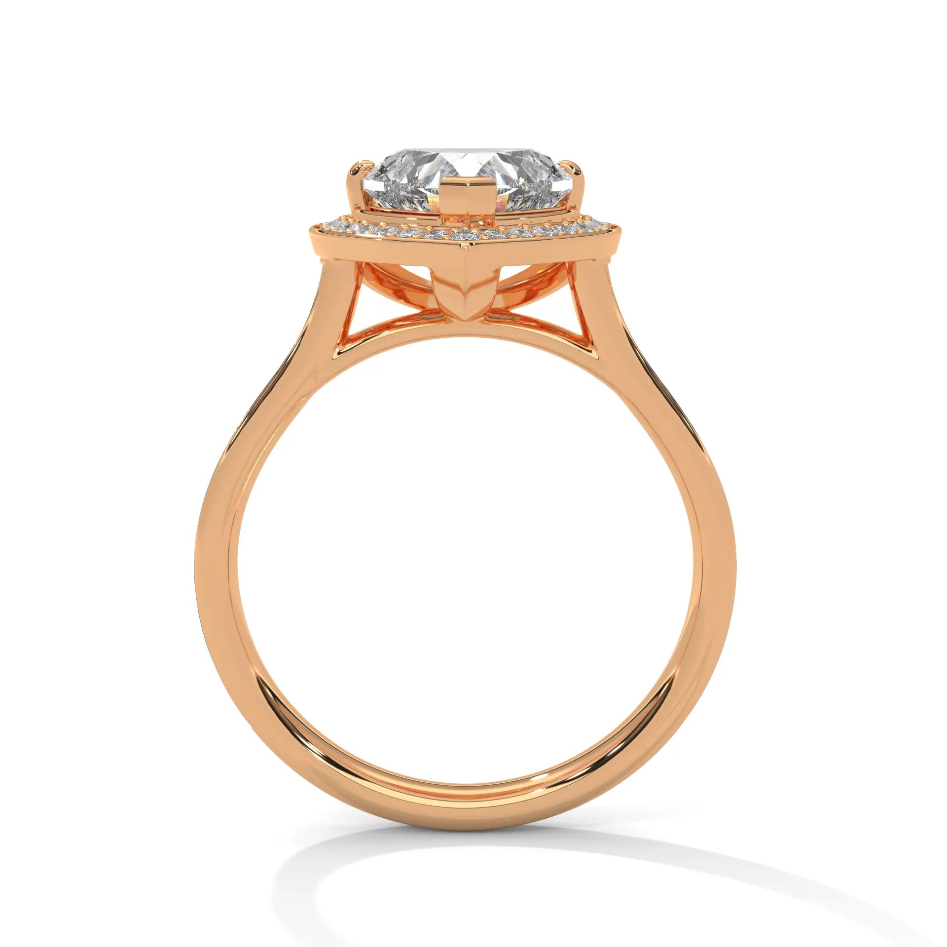 MJBS50 - Heart Cut French Pavé Halo Engagement Ring