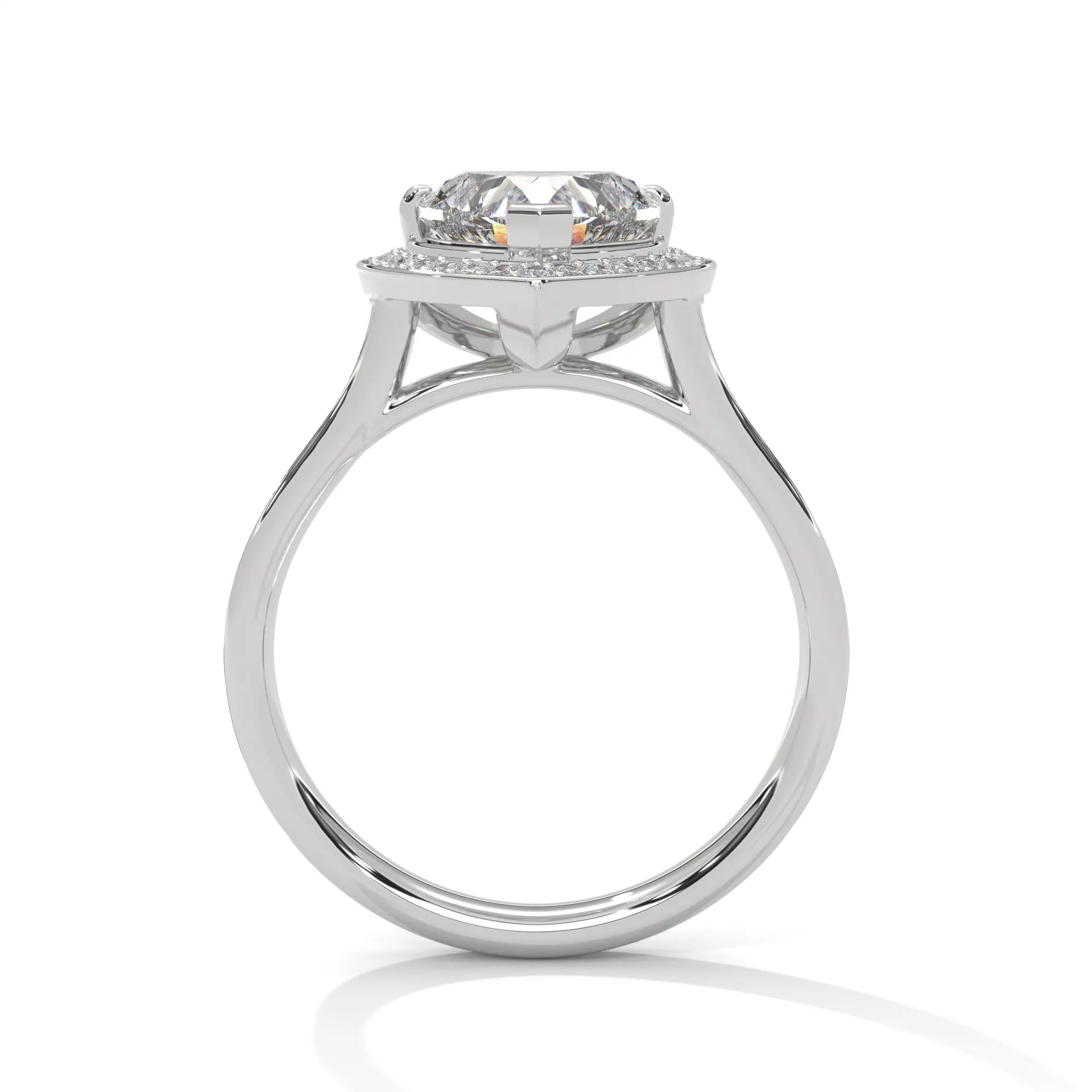 MJBS50 - Heart Cut French Pavé Halo Engagement Ring