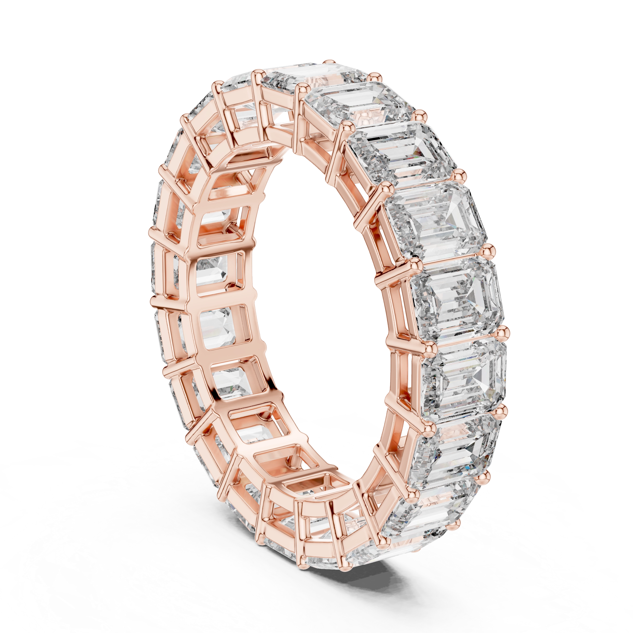 MJET003 - Emerald Cut Shared Prong Full Eternity Band