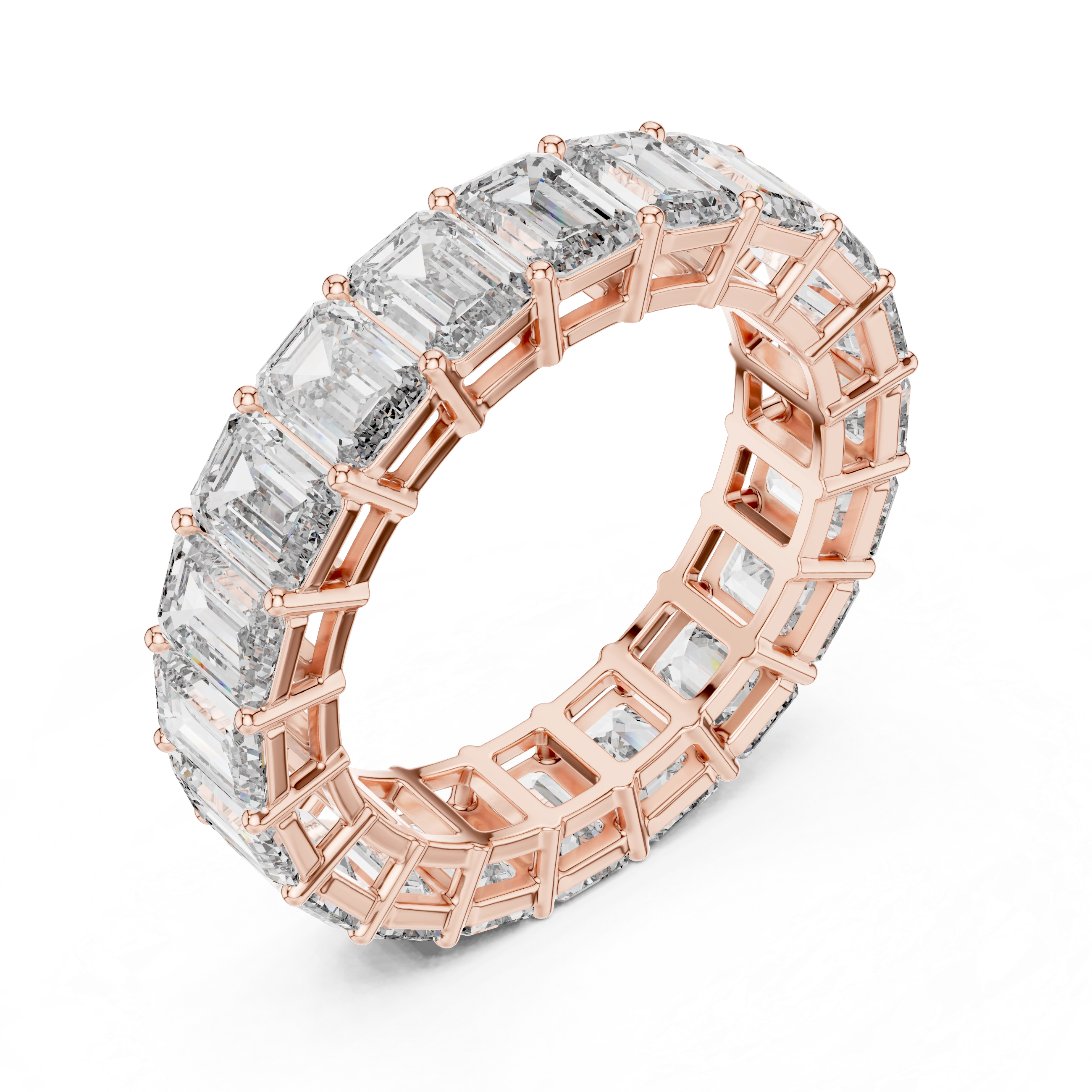 MJET003 - Emerald Cut Shared Prong Full Eternity Band