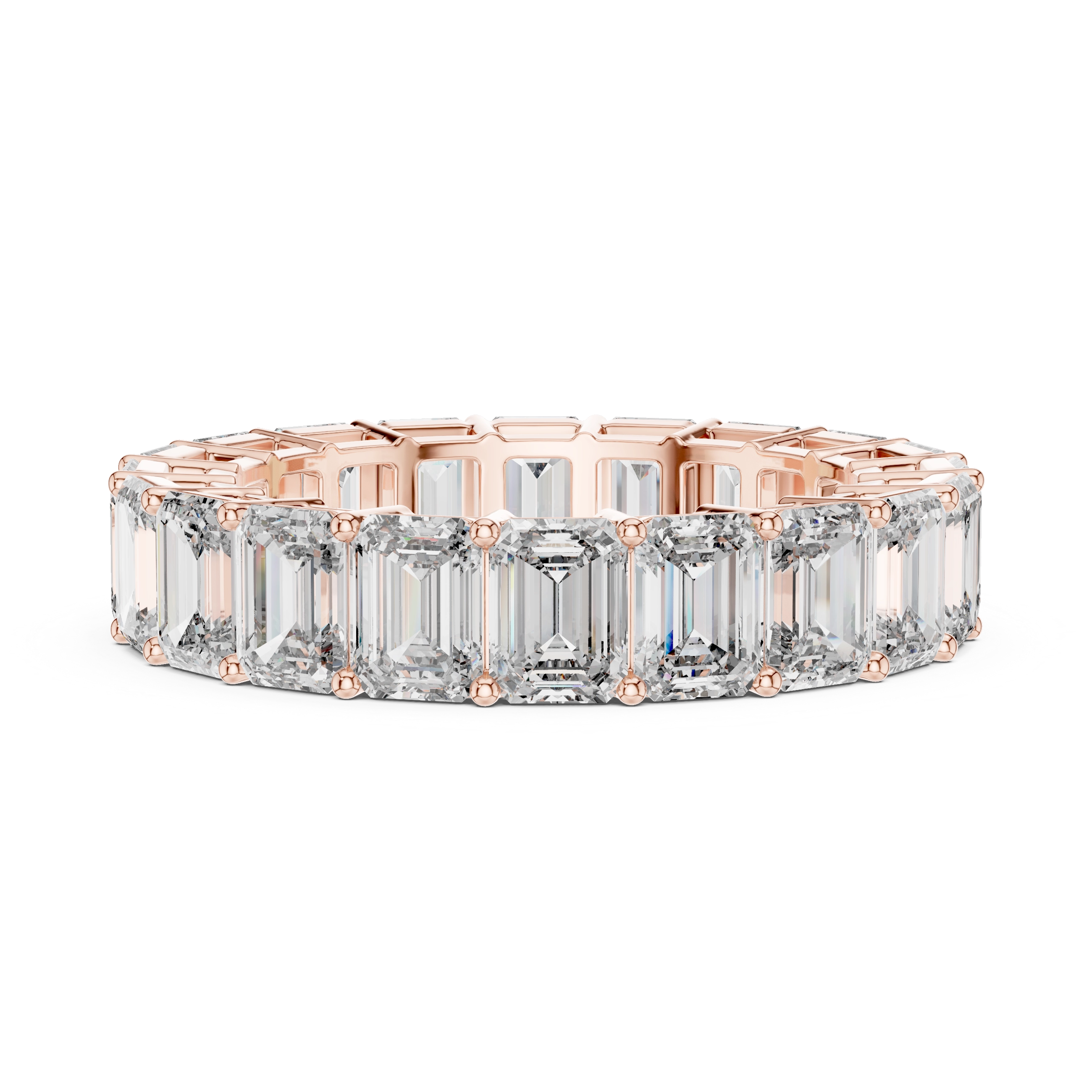 MJET003 - Emerald Cut Shared Prong Full Eternity Band