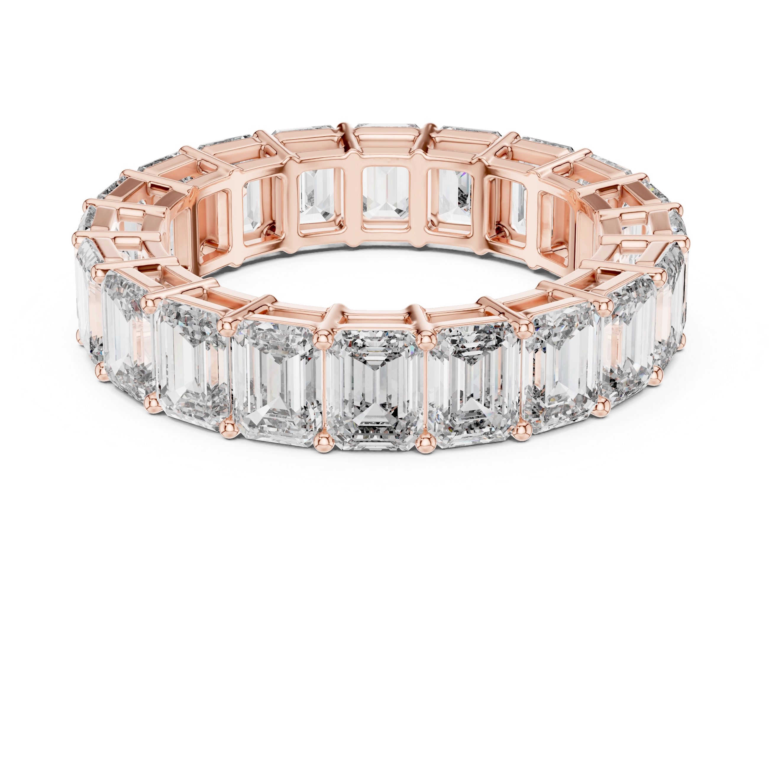 MJET003 - Emerald Cut Shared Prong Full Eternity Band