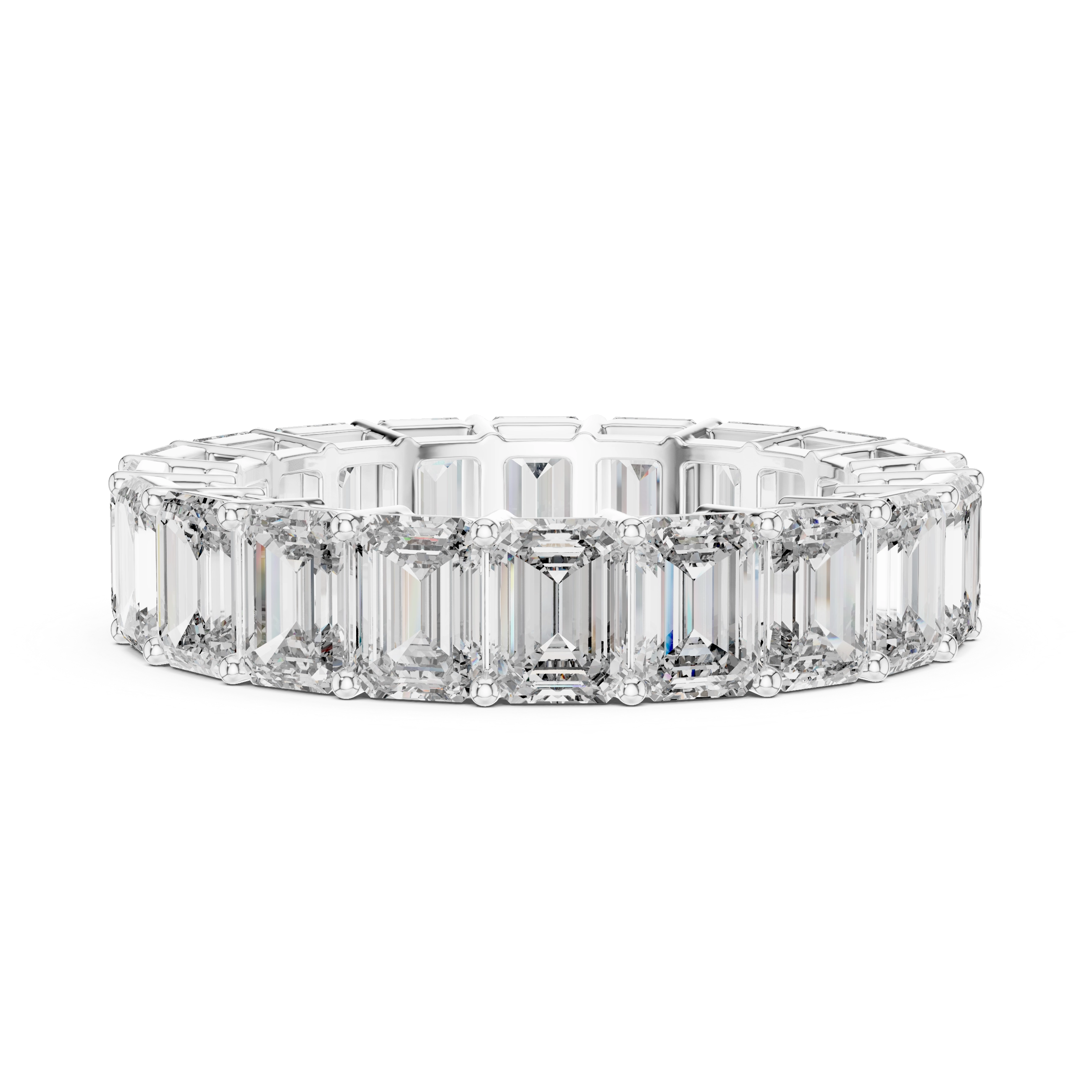 MJET003 - Emerald Cut Shared Prong Full Eternity Band
