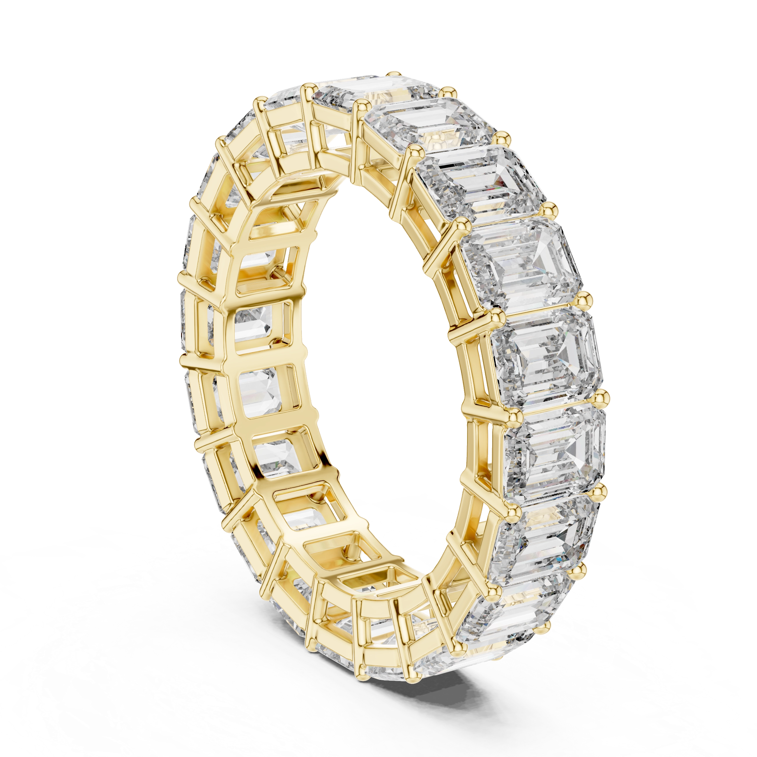 MJET003 - Emerald Cut Shared Prong Full Eternity Band
