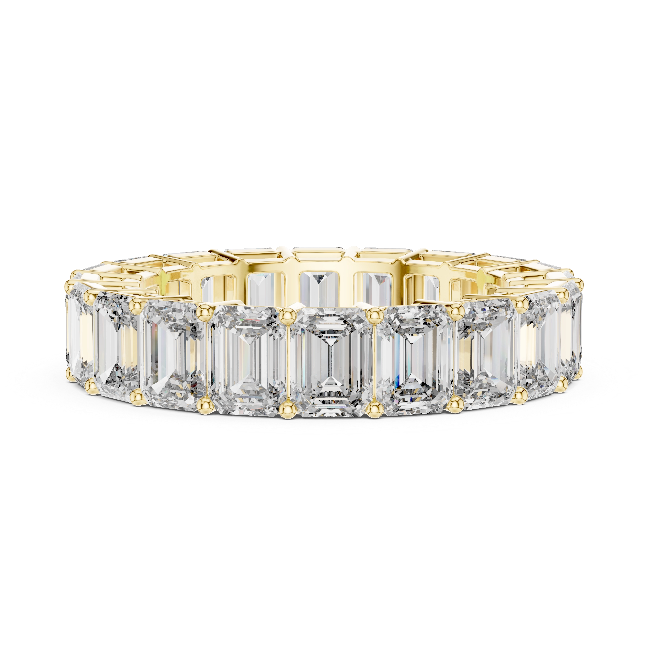 MJET003 - Emerald Cut Shared Prong Full Eternity Band