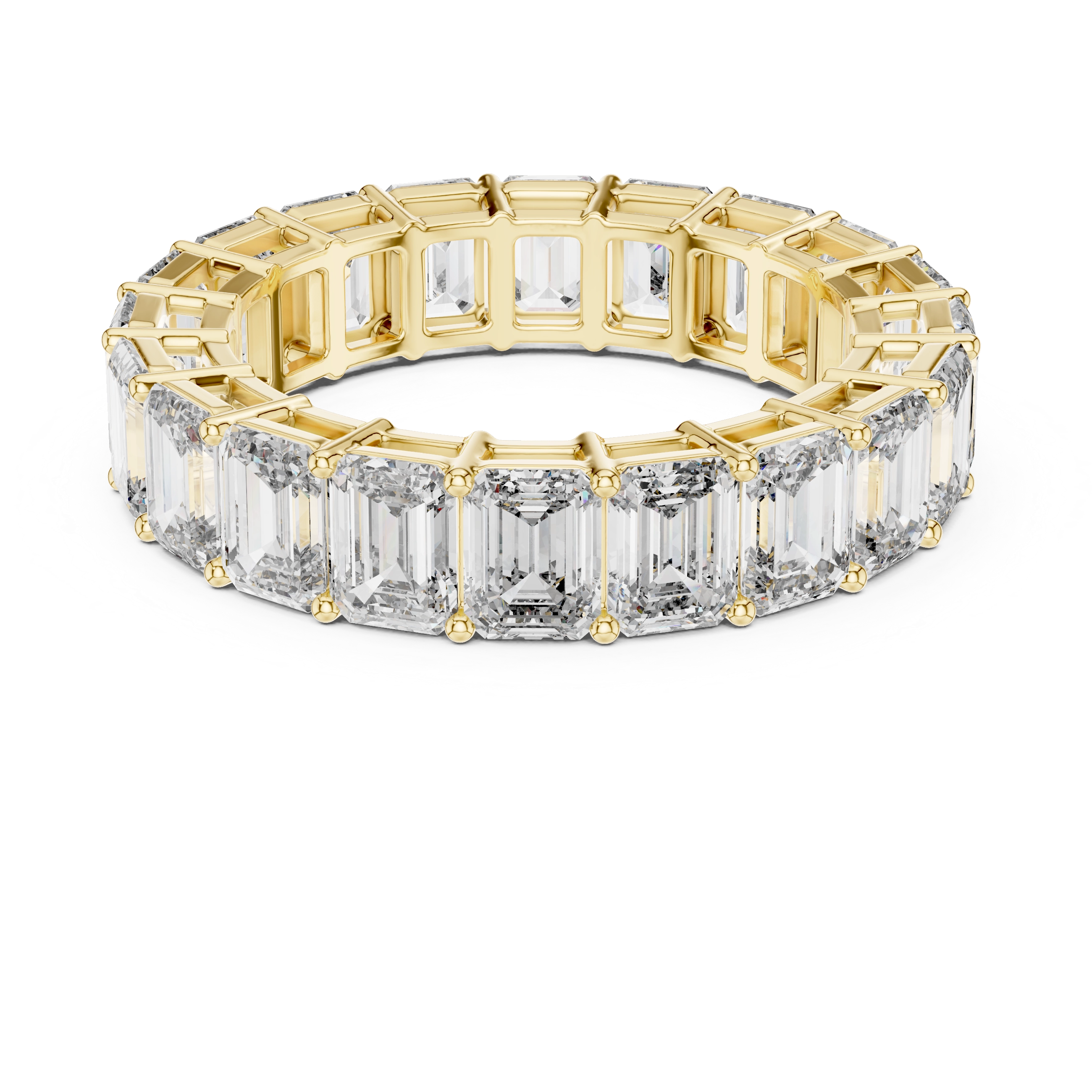MJET003 - Emerald Cut Shared Prong Full Eternity Band