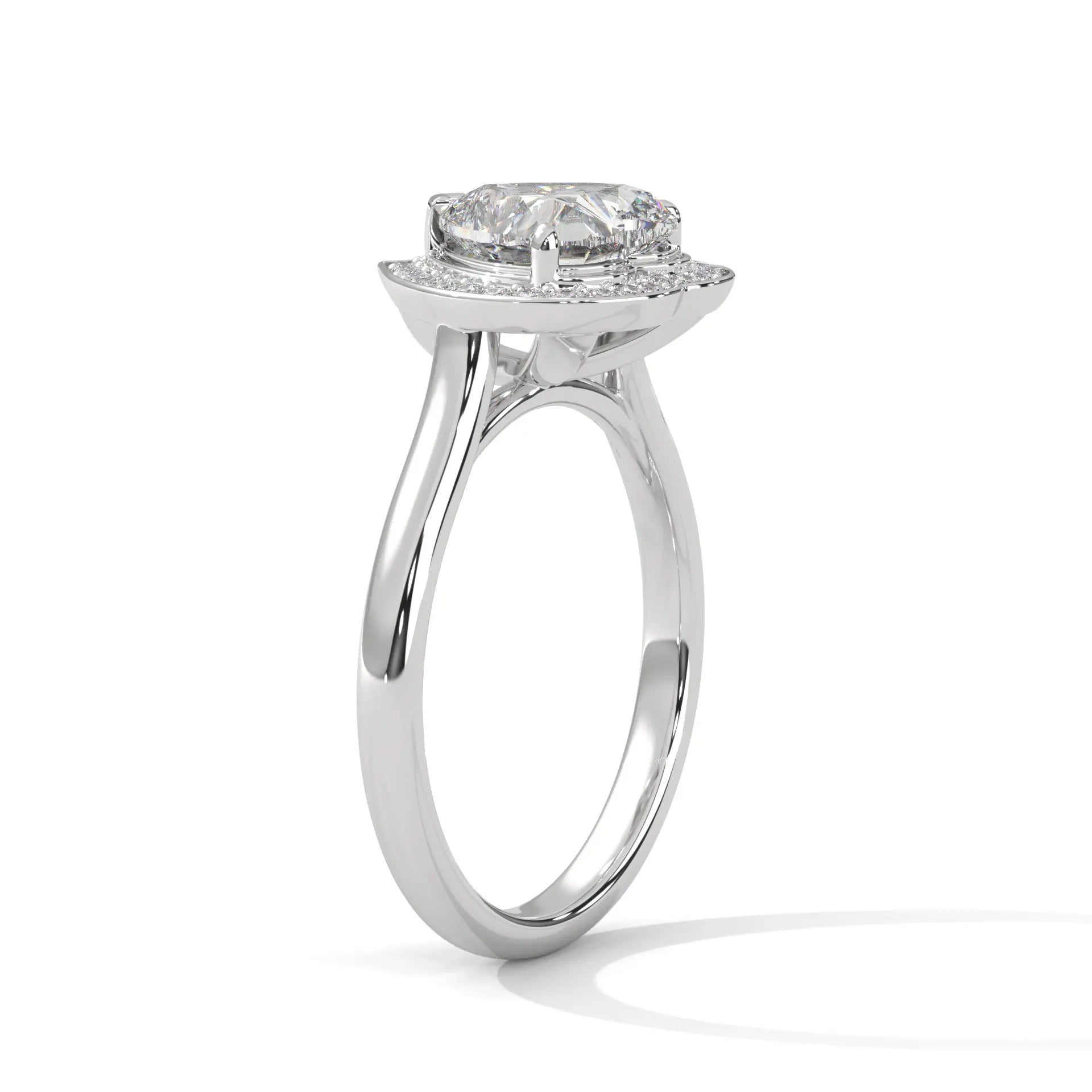 MJBS51 - Heart Cut Classic Halo Engagement Ring