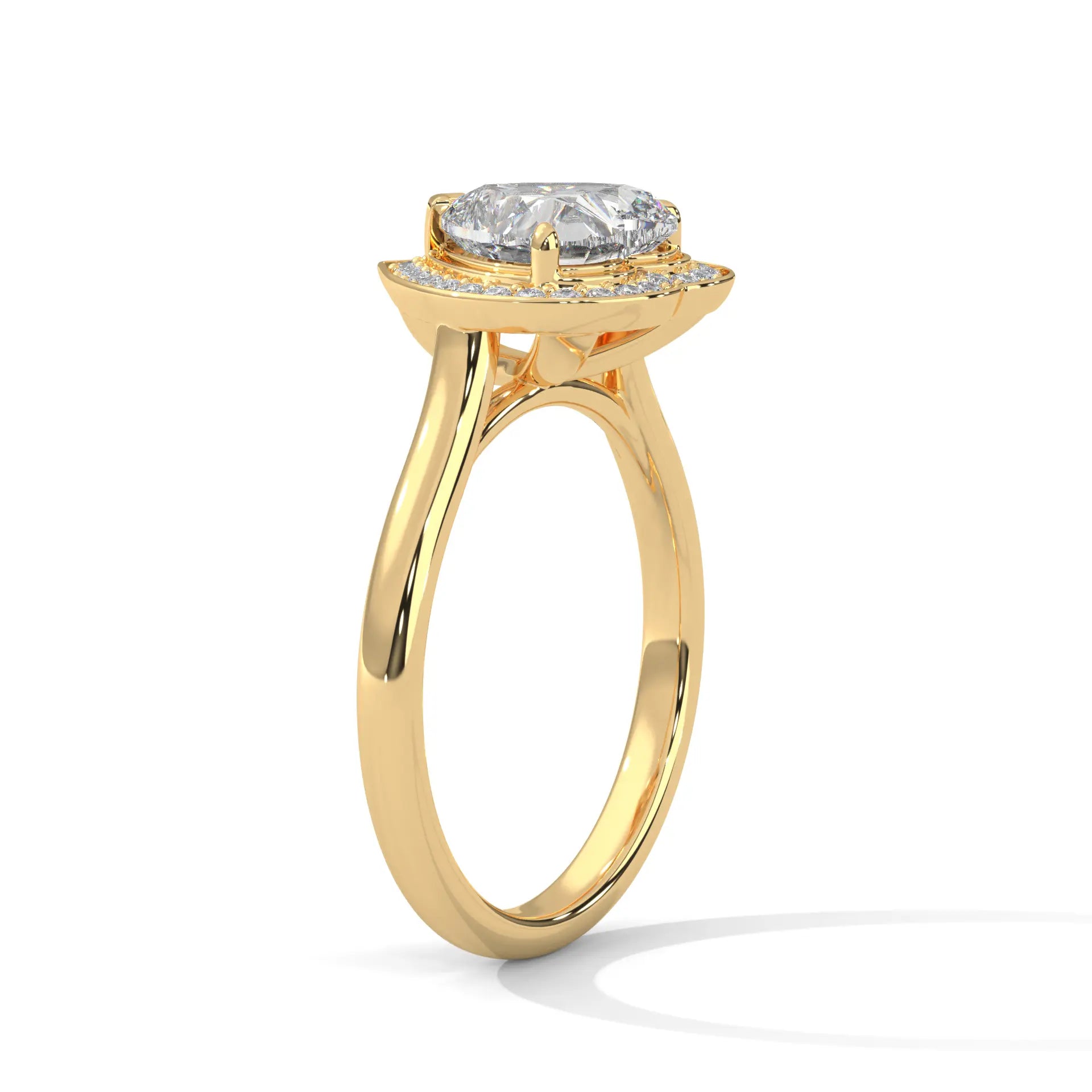 MJBS51 - Heart Cut Classic Halo Engagement Ring