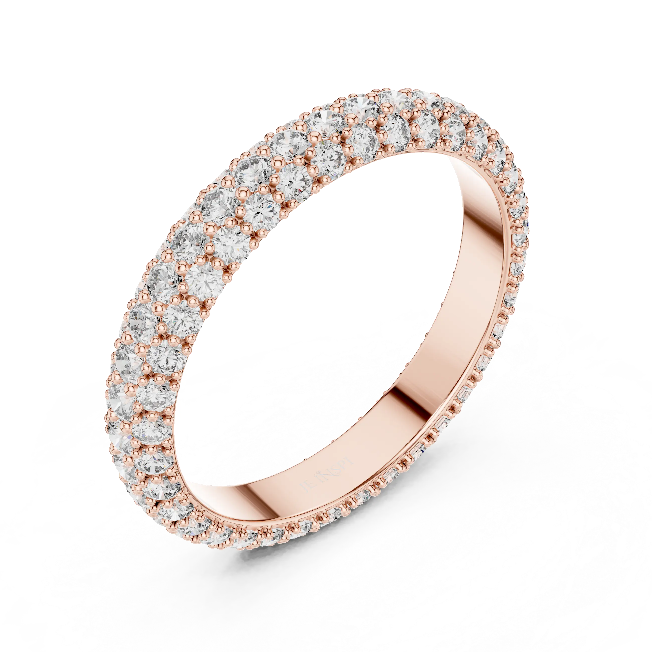 MJET007 - Elegant Three Parallel Row Full Pavé Wedding Band