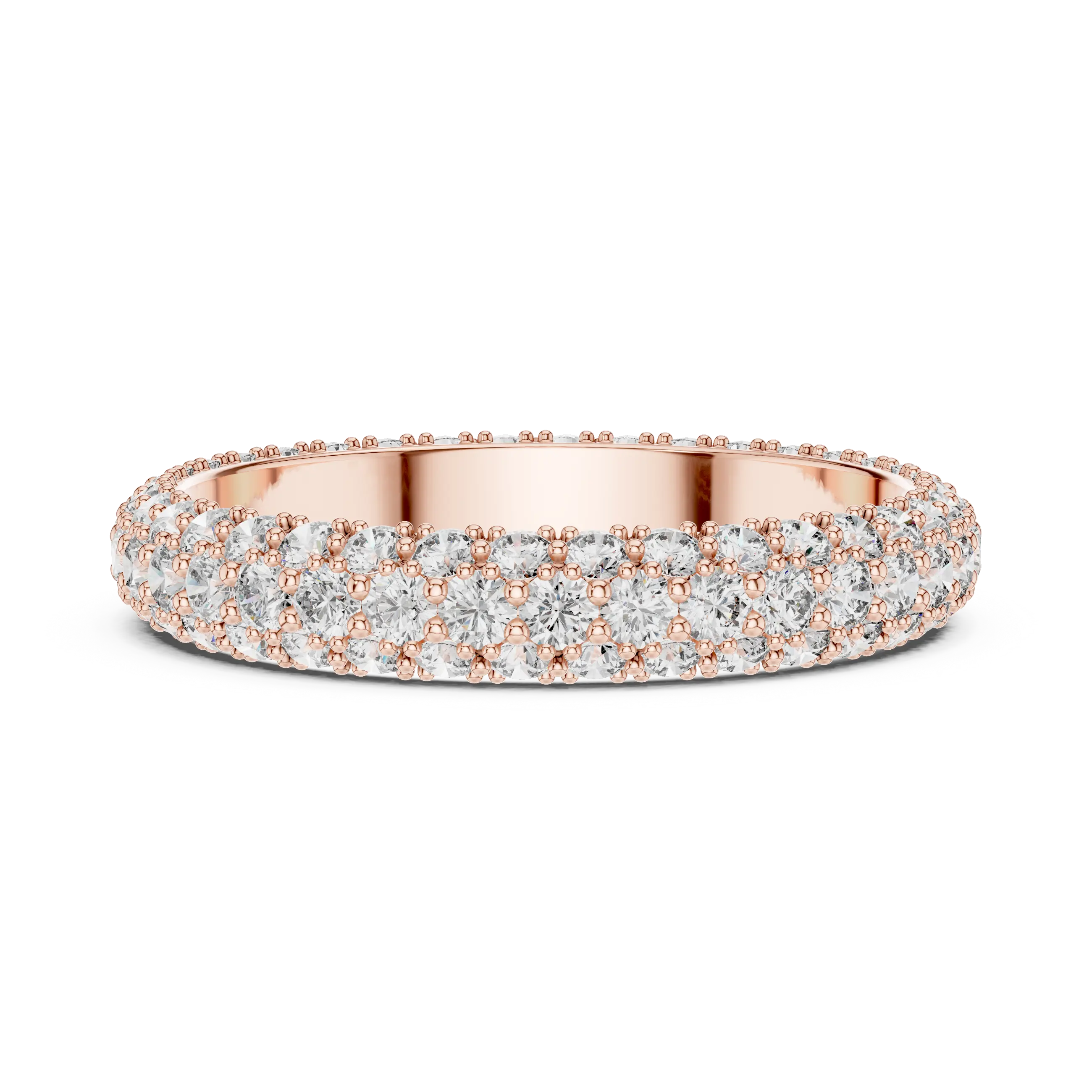 MJET007 - Elegant Three Parallel Row Full Pavé Wedding Band