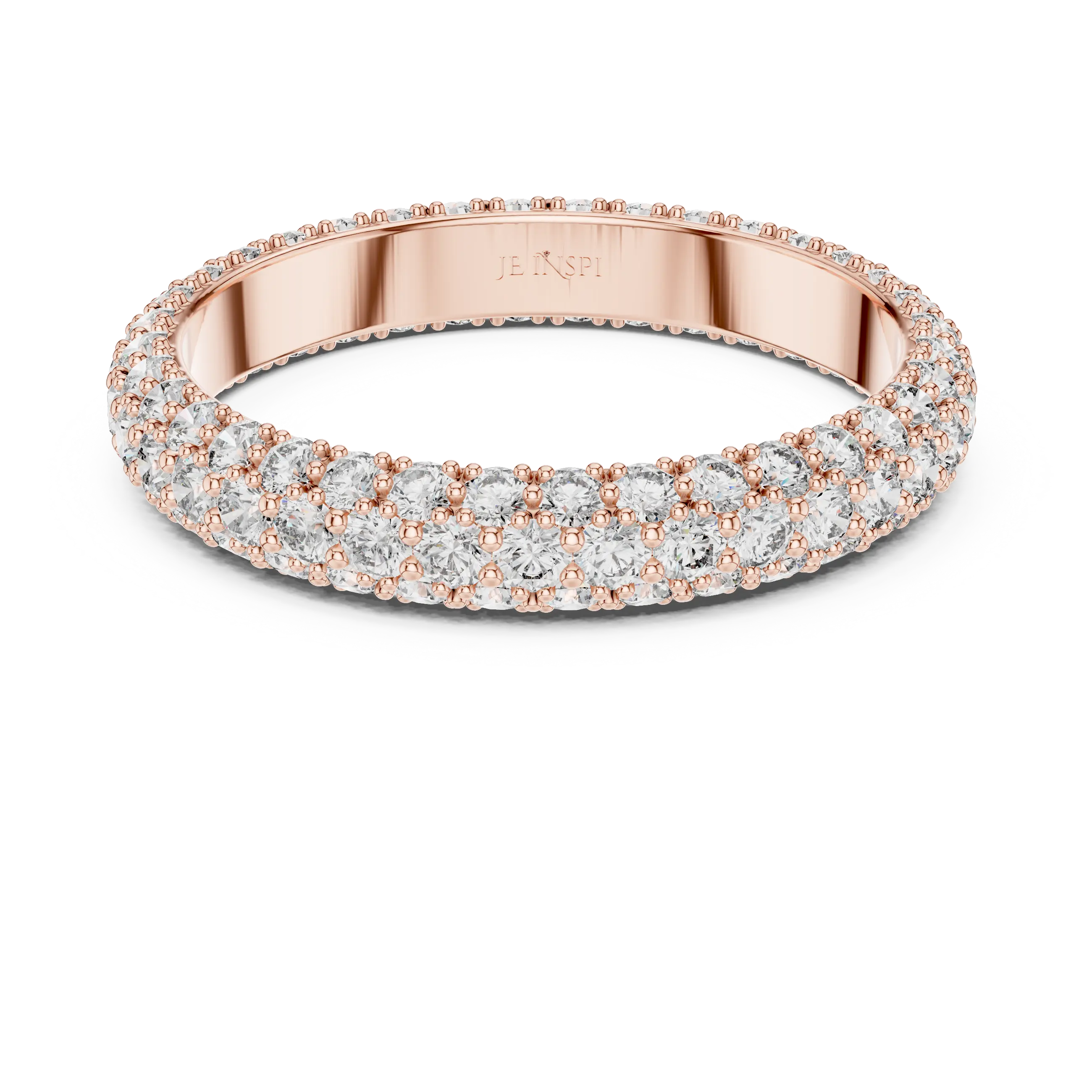 MJET007 - Elegant Three Parallel Row Full Pavé Wedding Band