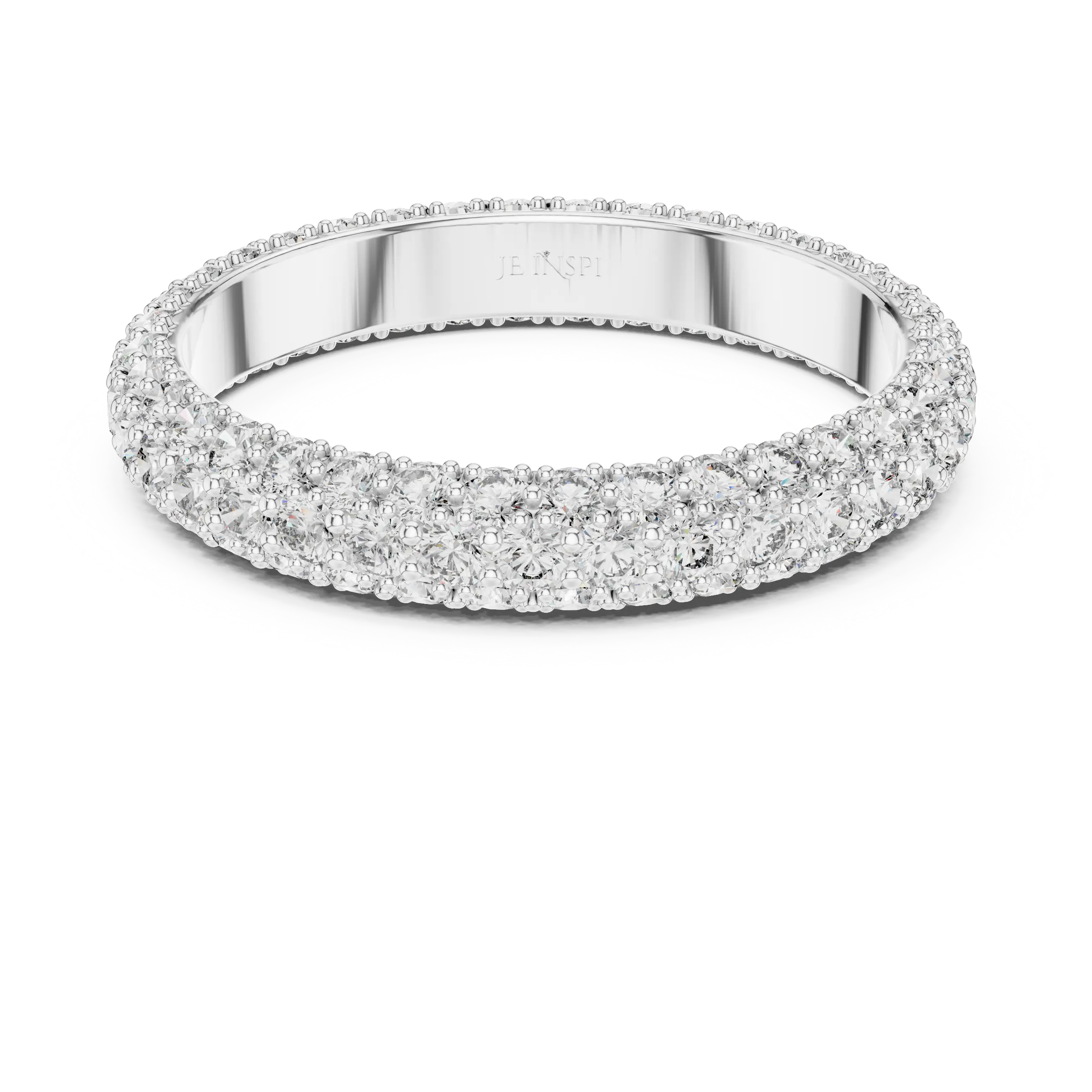 MJET007 - Elegant Three Parallel Row Full Pavé Wedding Band