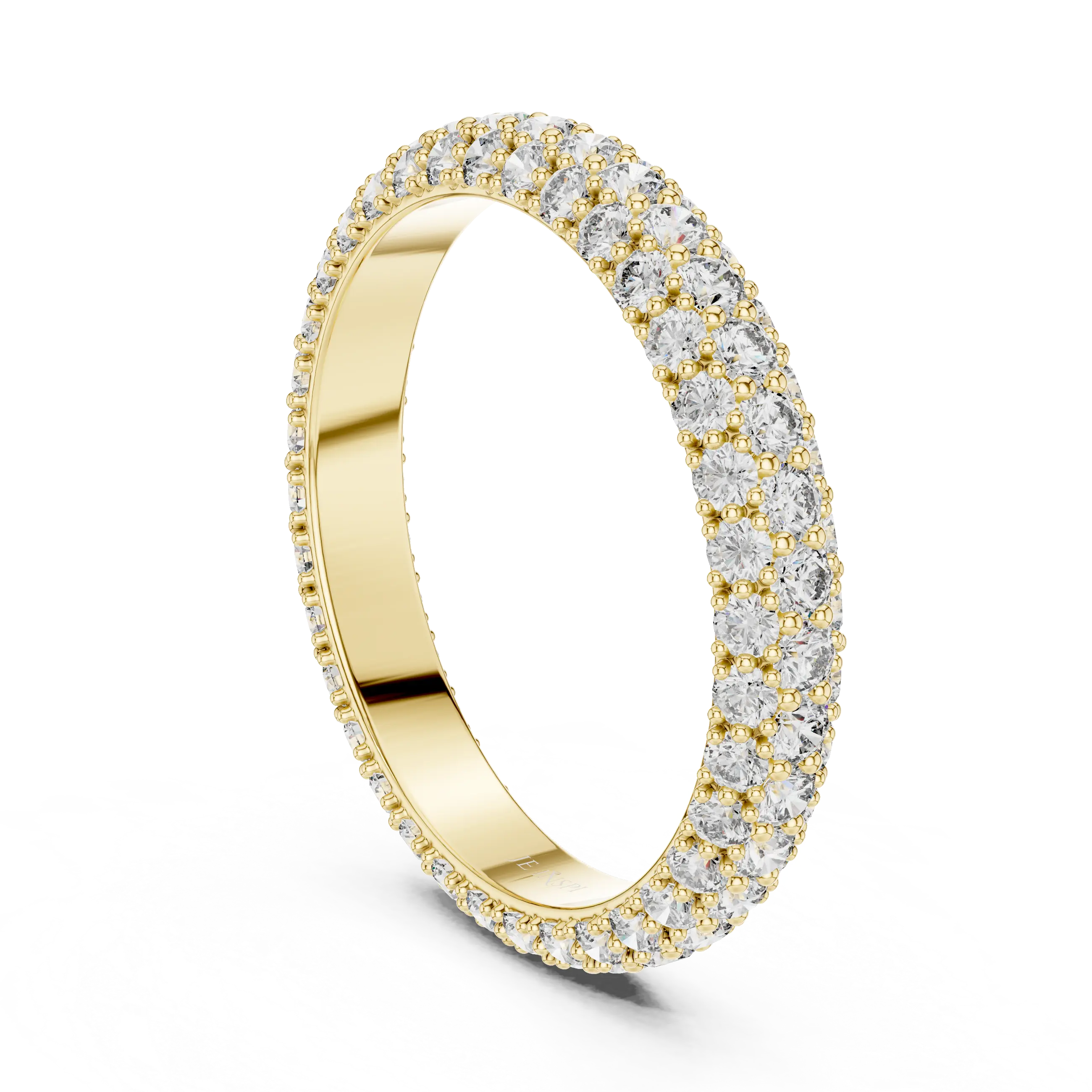 MJET007 - Elegant Three Parallel Row Full Pavé Wedding Band