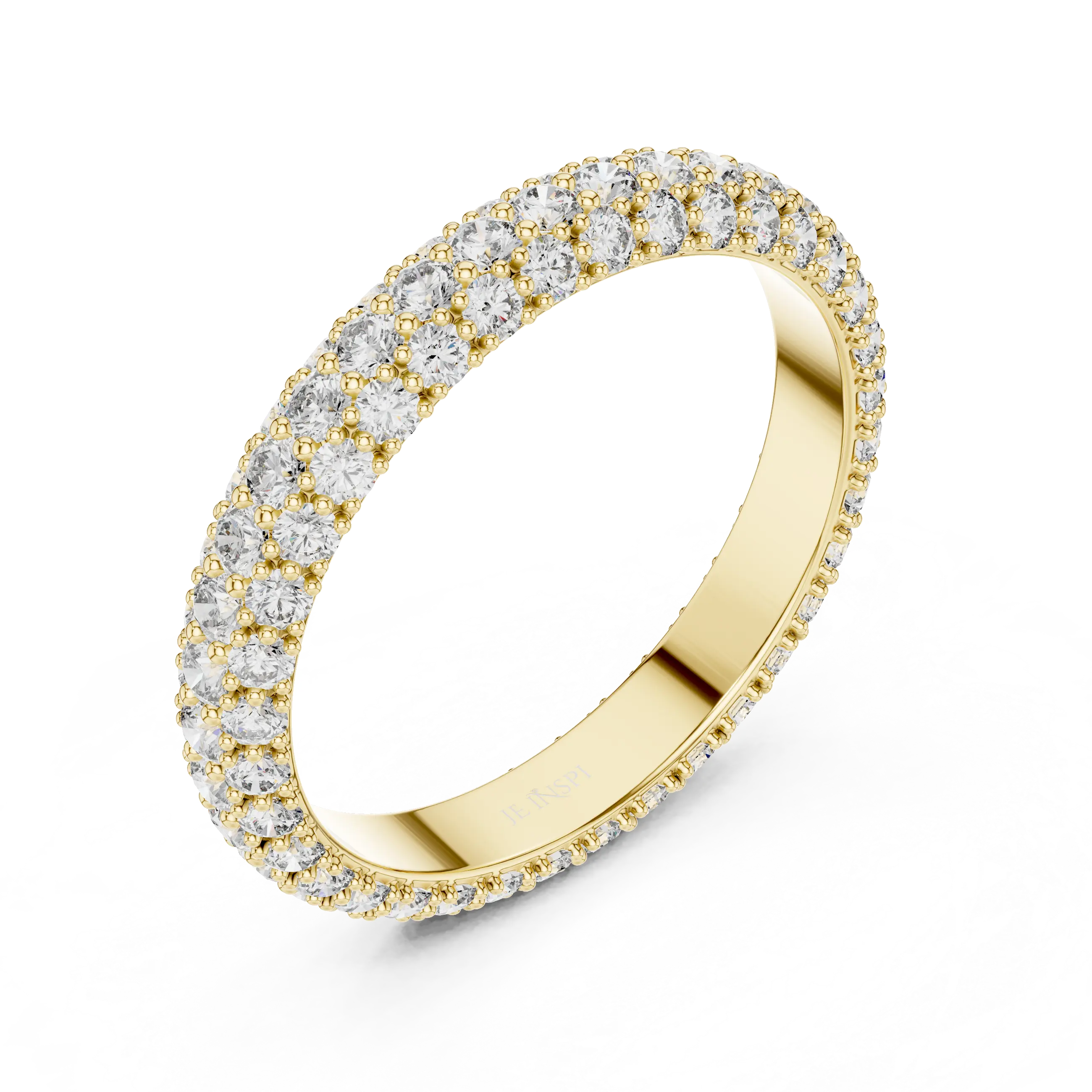 MJET007 - Elegant Three Parallel Row Full Pavé Wedding Band