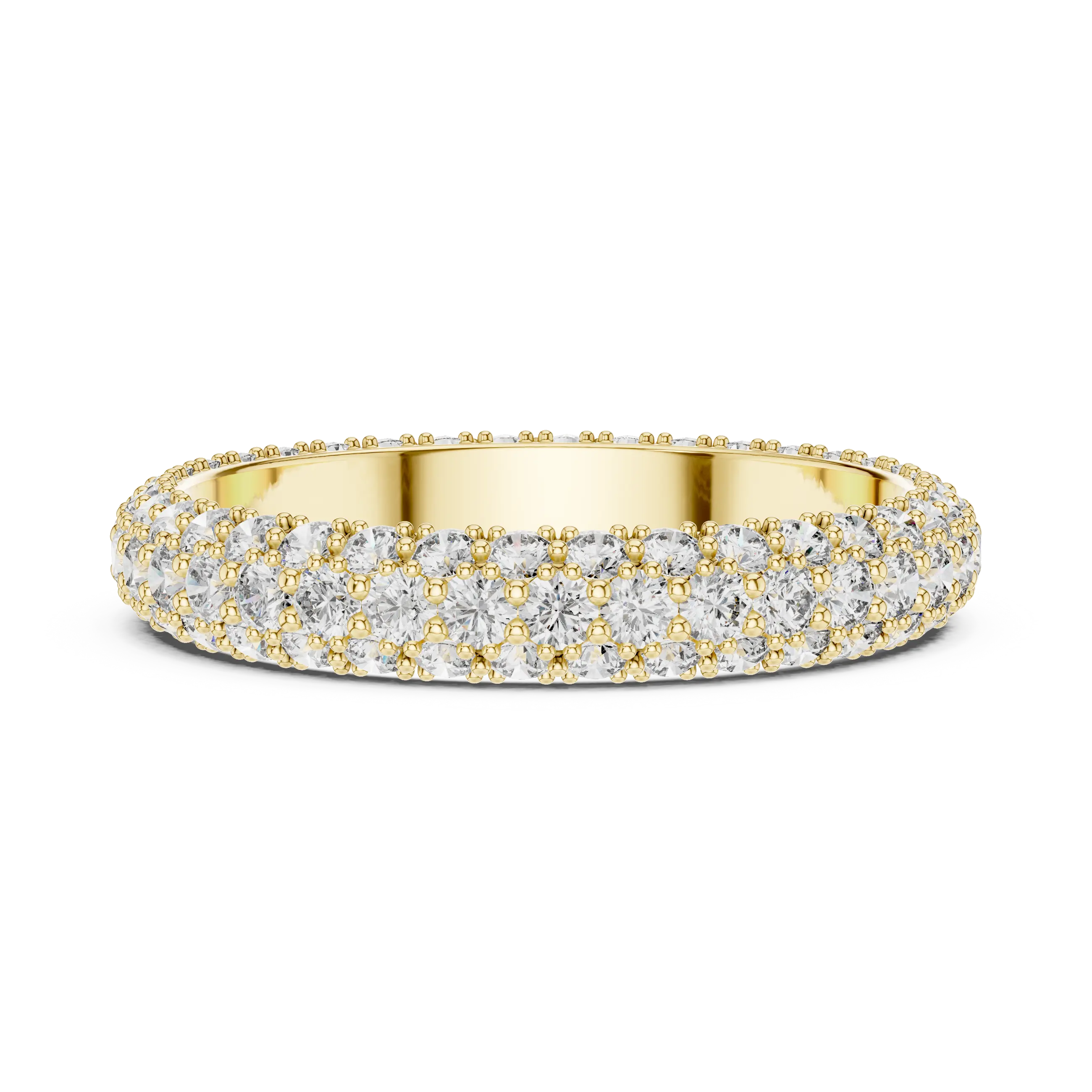 MJET007 - Elegant Three Parallel Row Full Pavé Wedding Band