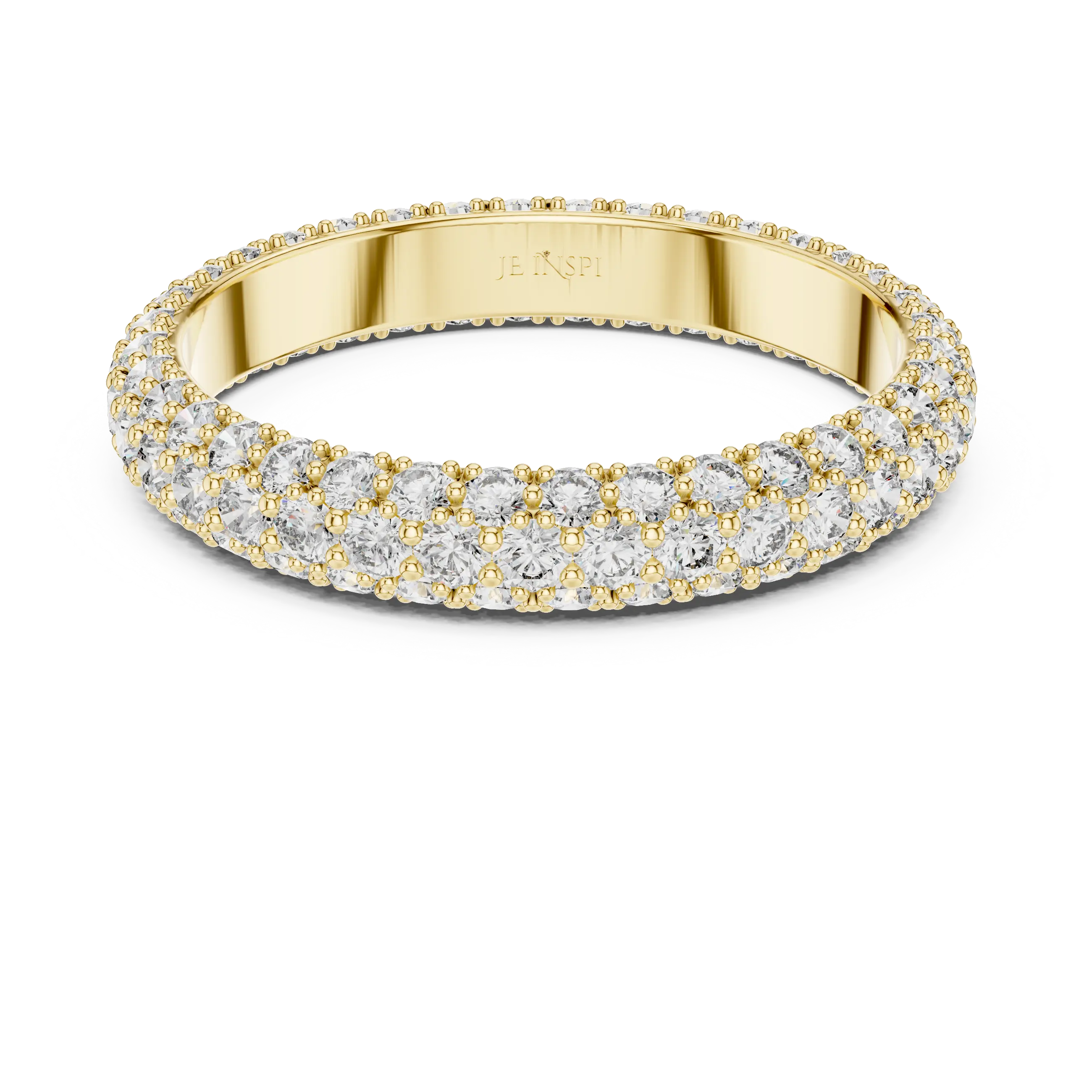 MJET007 - Elegant Three Parallel Row Full Pavé Wedding Band