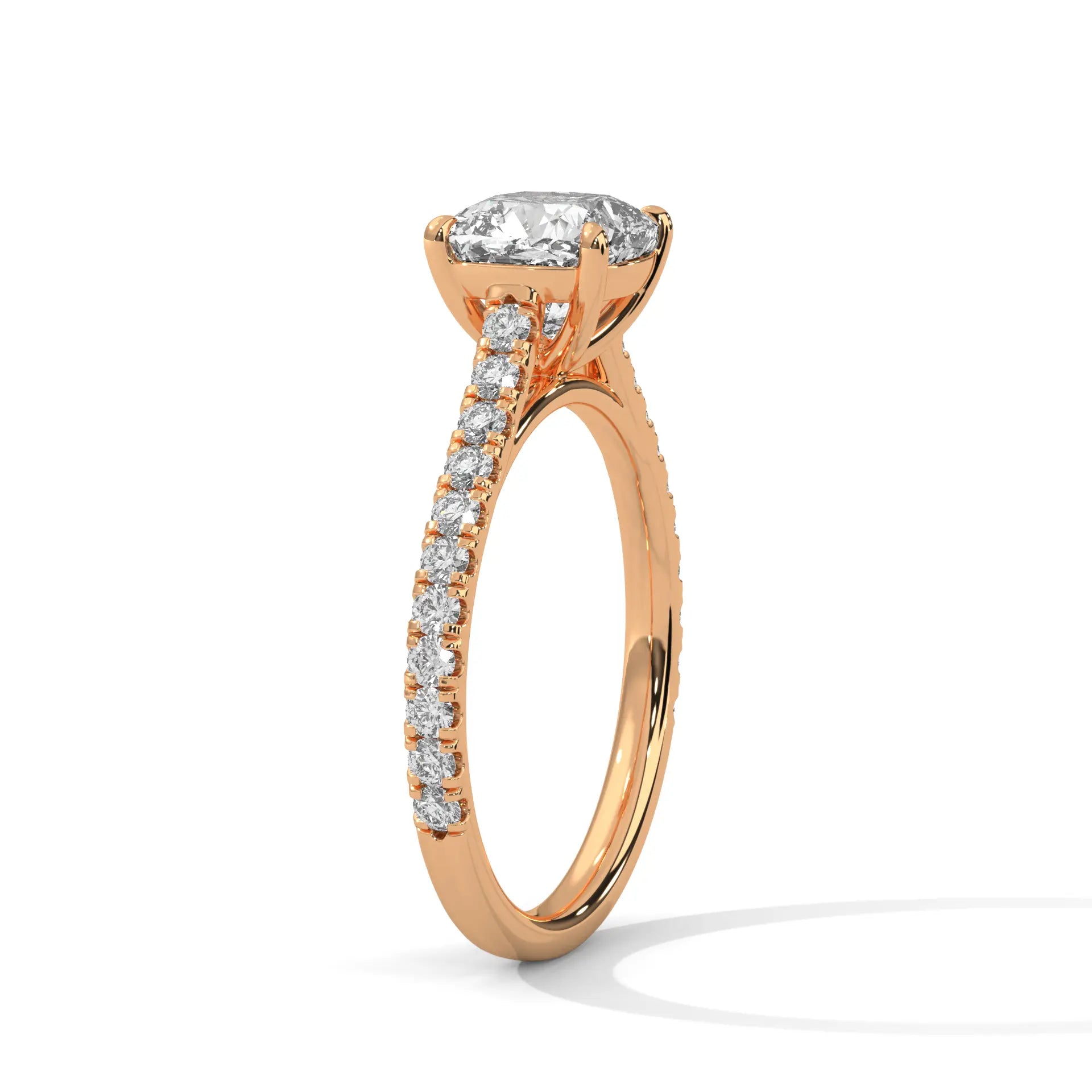 MJBS52 - Cushion Cut Pavé Solitaire with Hidden Halo
