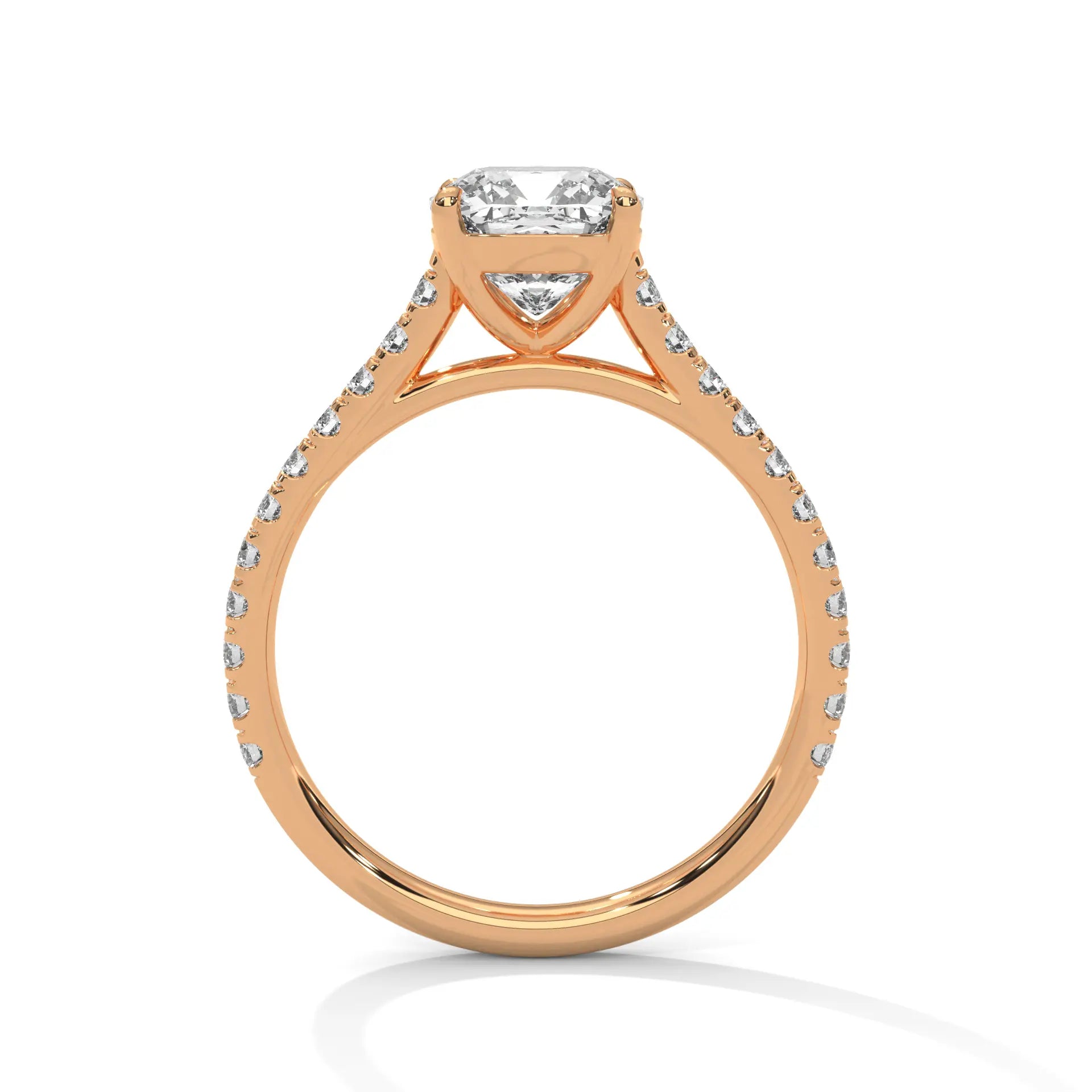 MJBS52 - Cushion Cut Pavé Solitaire with Hidden Halo