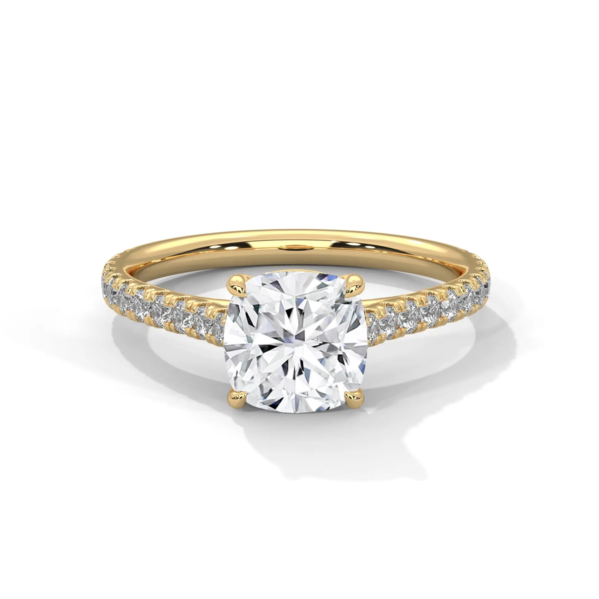 MJBS52 - Cushion Cut Pavé Solitaire with Hidden Halo