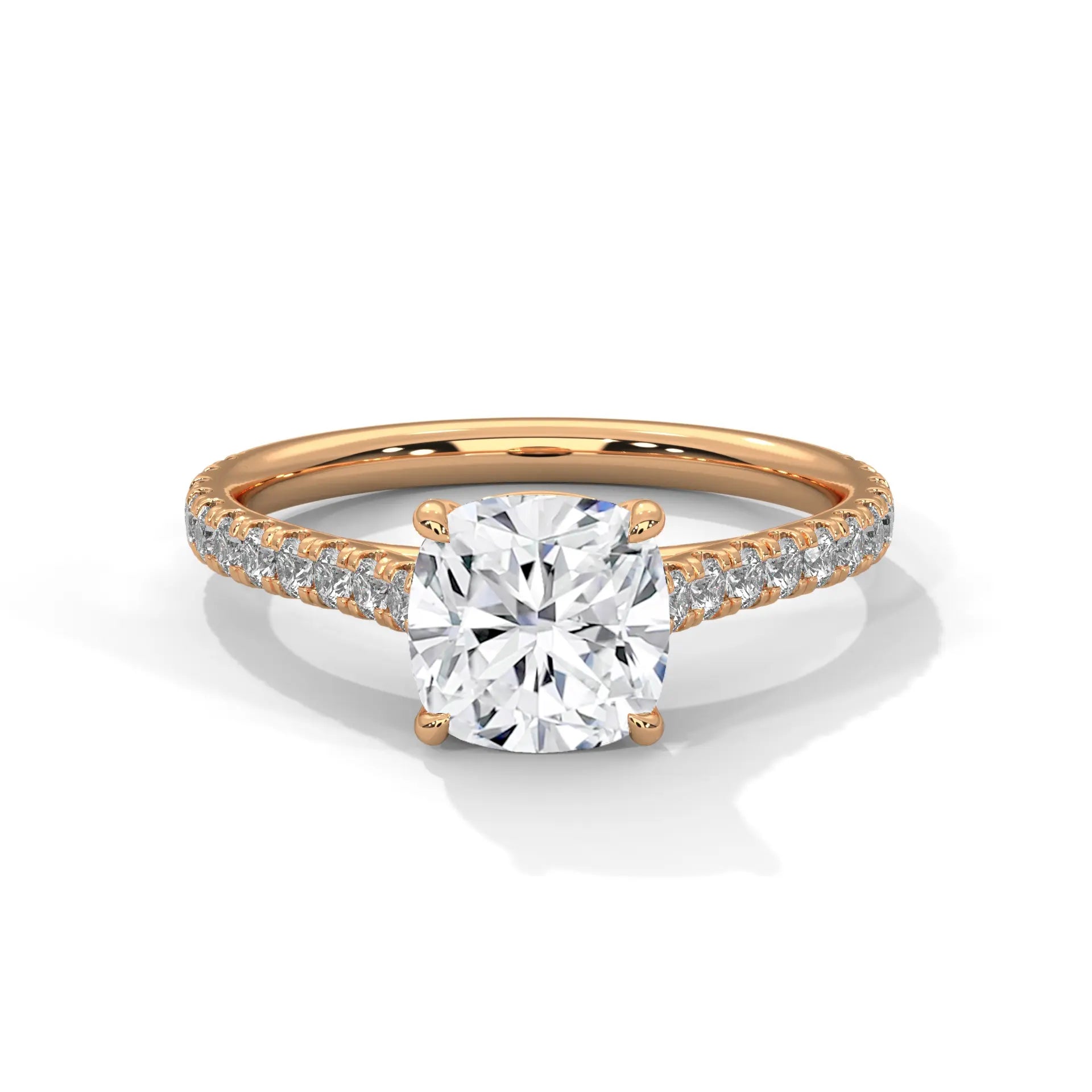 MJBS52 - Cushion Cut Pavé Solitaire with Hidden Halo