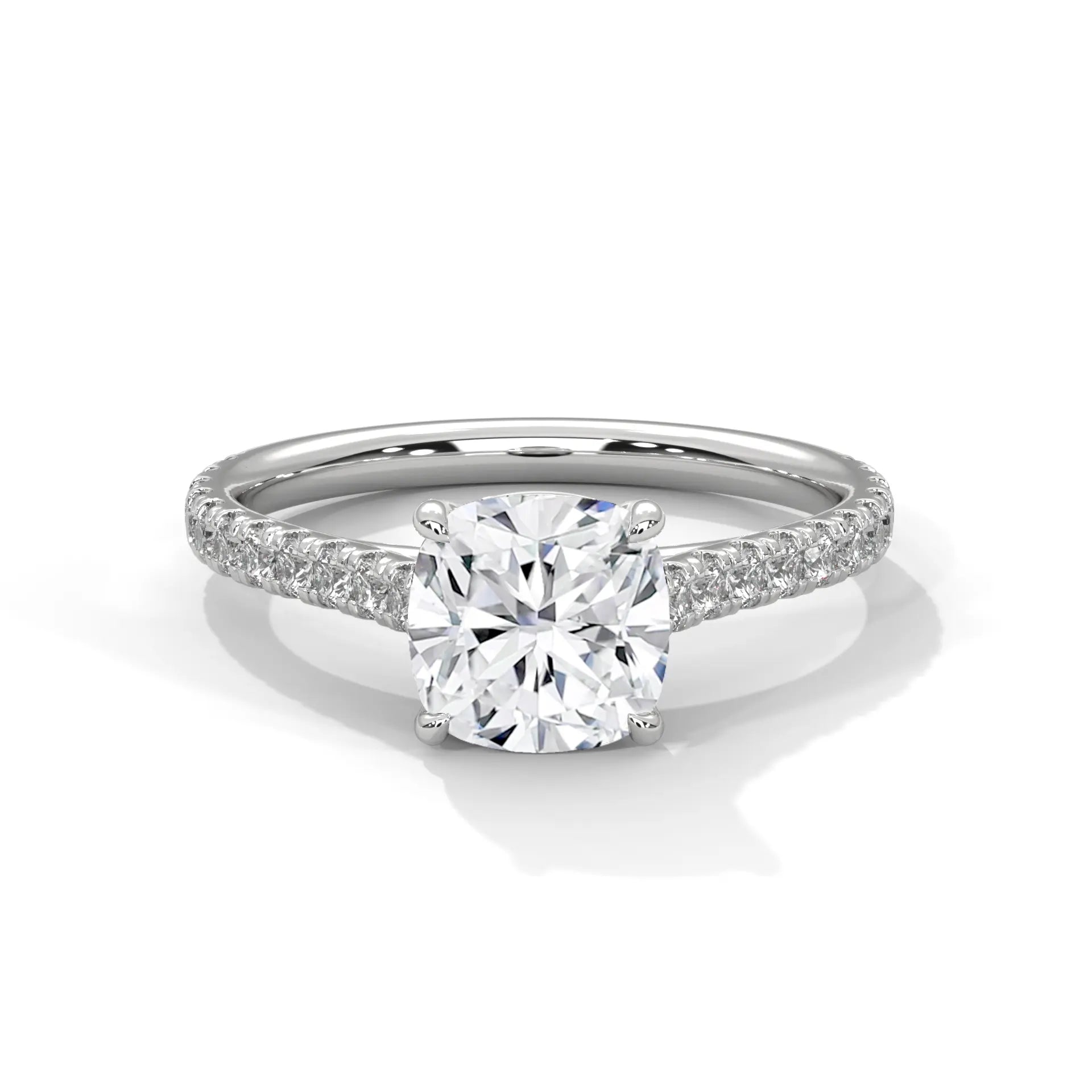 MJBS52 - Cushion Cut Pavé Solitaire with Hidden Halo