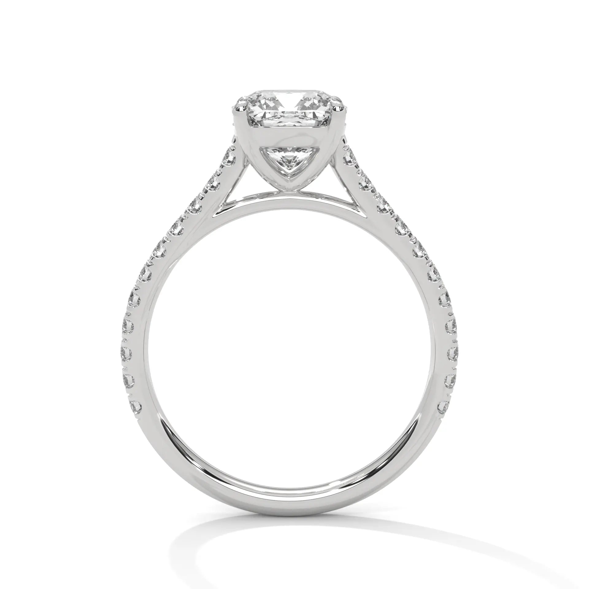 MJBS52 - Cushion Cut Pavé Solitaire with Hidden Halo