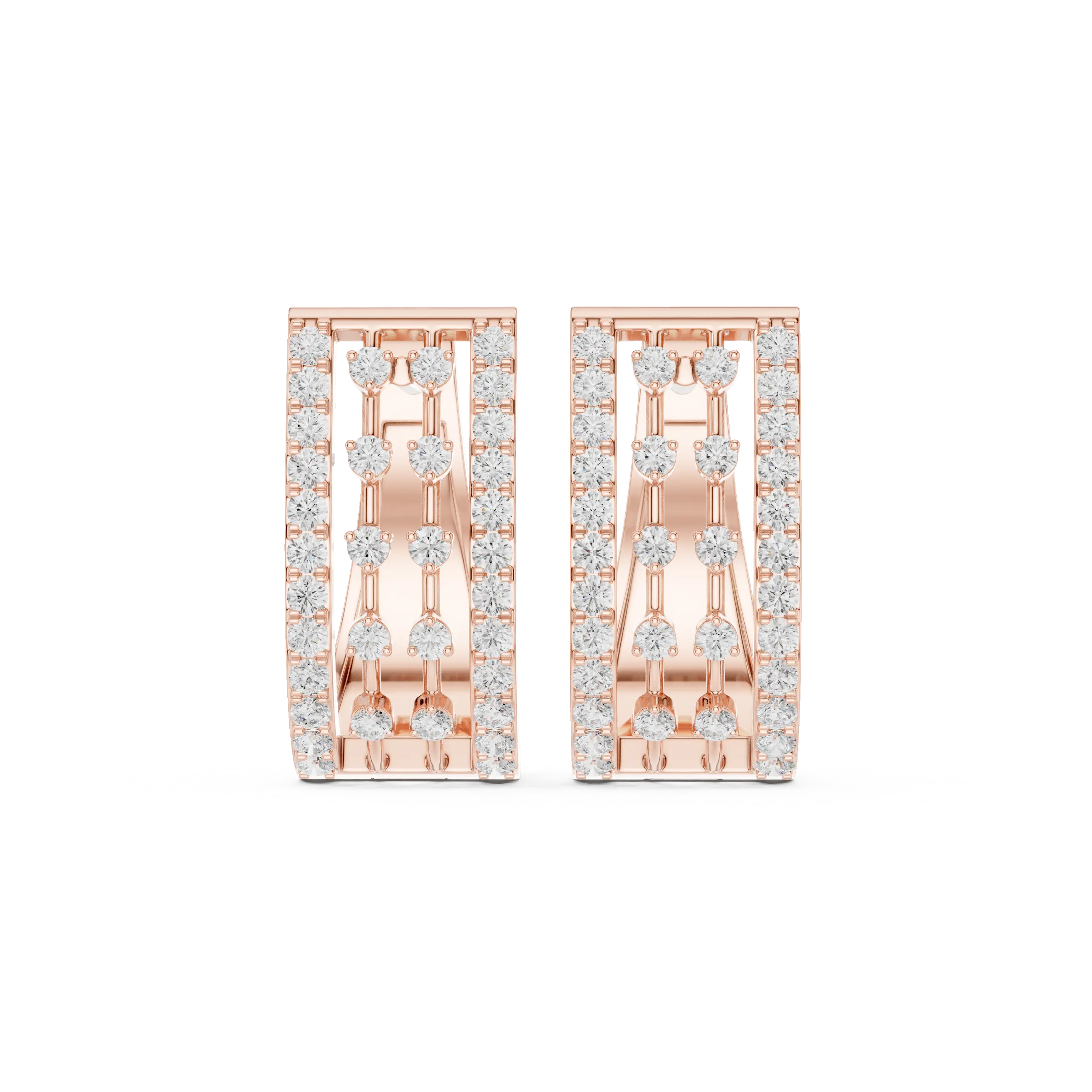 MJER64 - Windowpane Pattern Wide Huggie Hoops