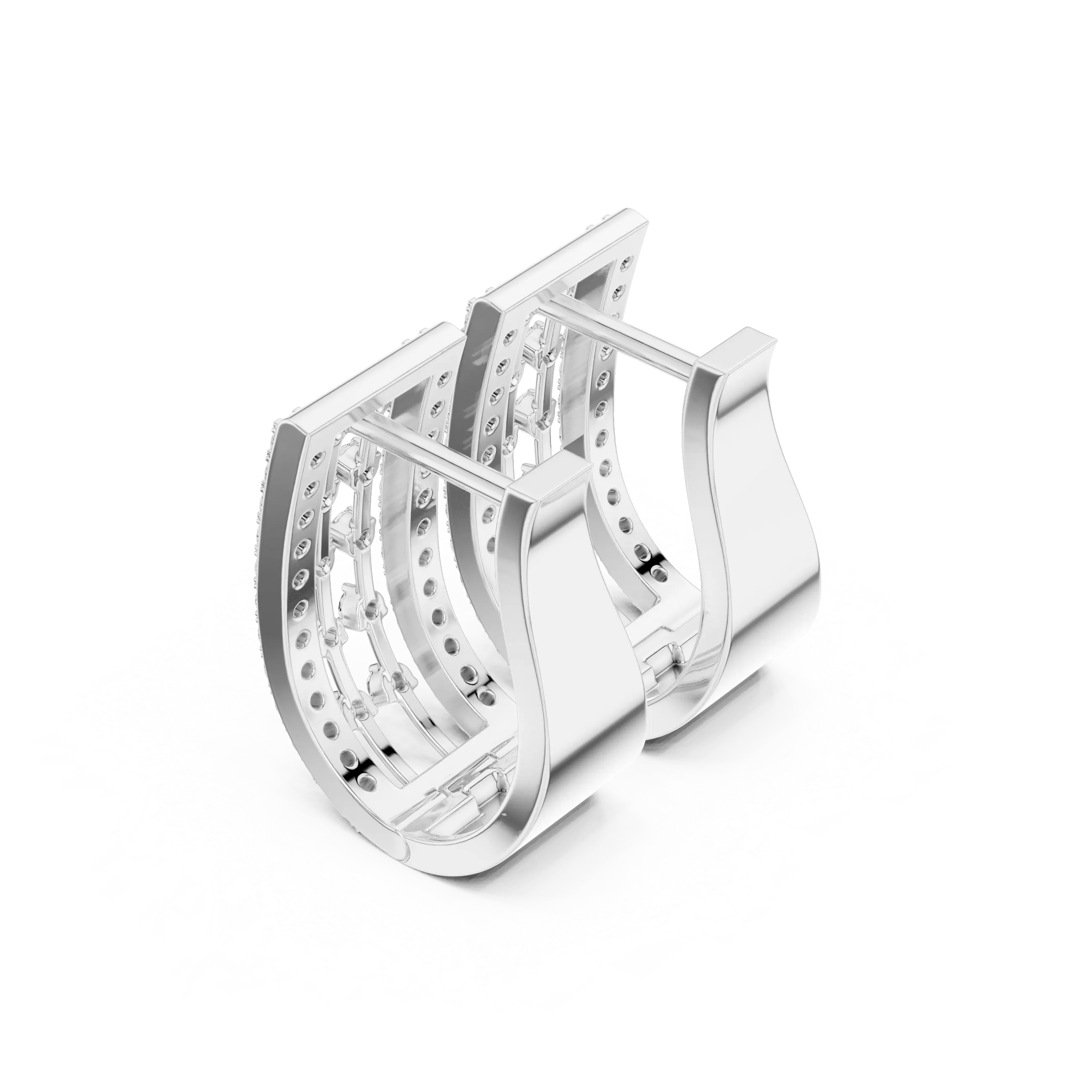 MJER63 - Open Lattice Geometric Huggie Hoops