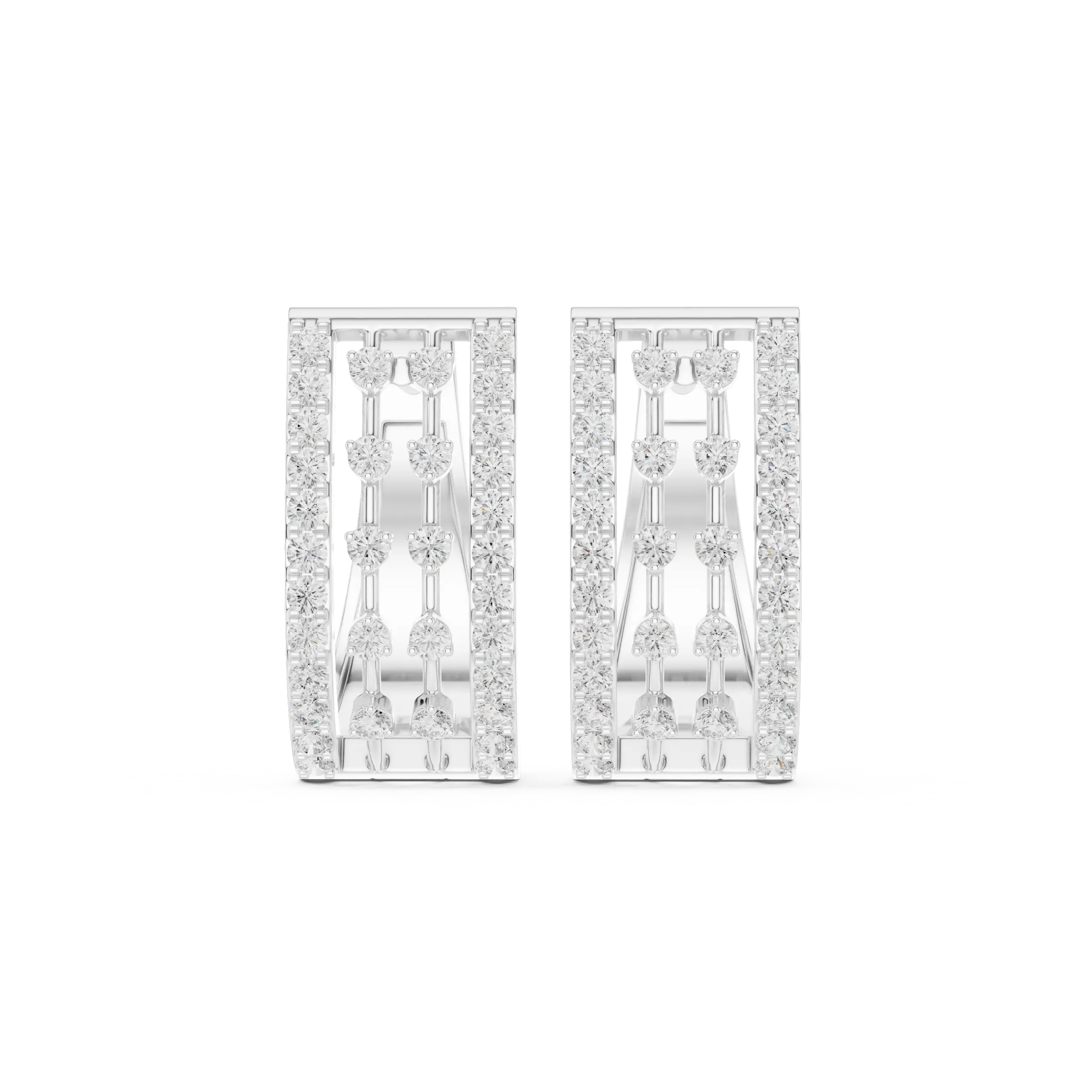 MJER64 - Windowpane Pattern Wide Huggie Hoops