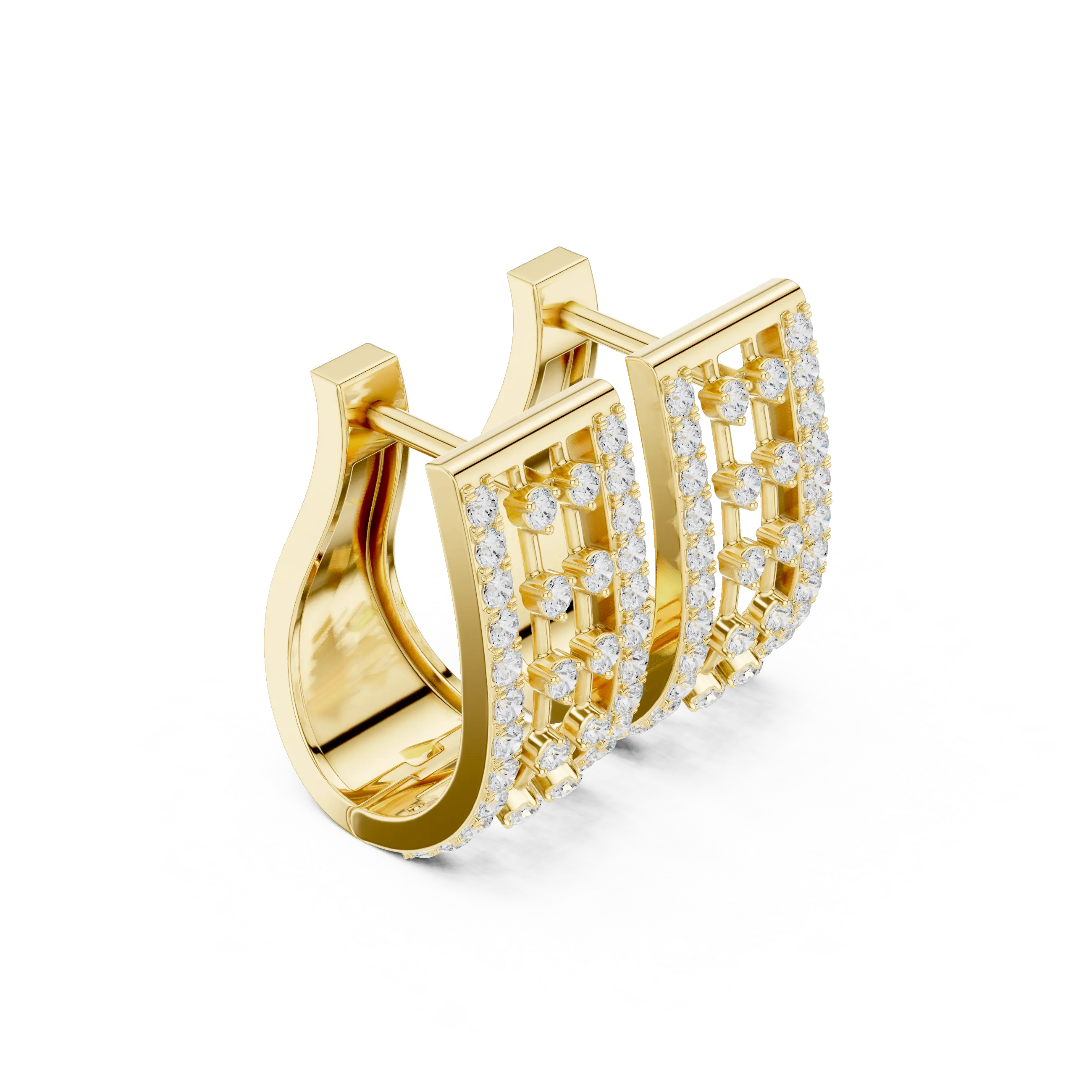 MJER64 - Windowpane Pattern Wide Huggie Hoops
