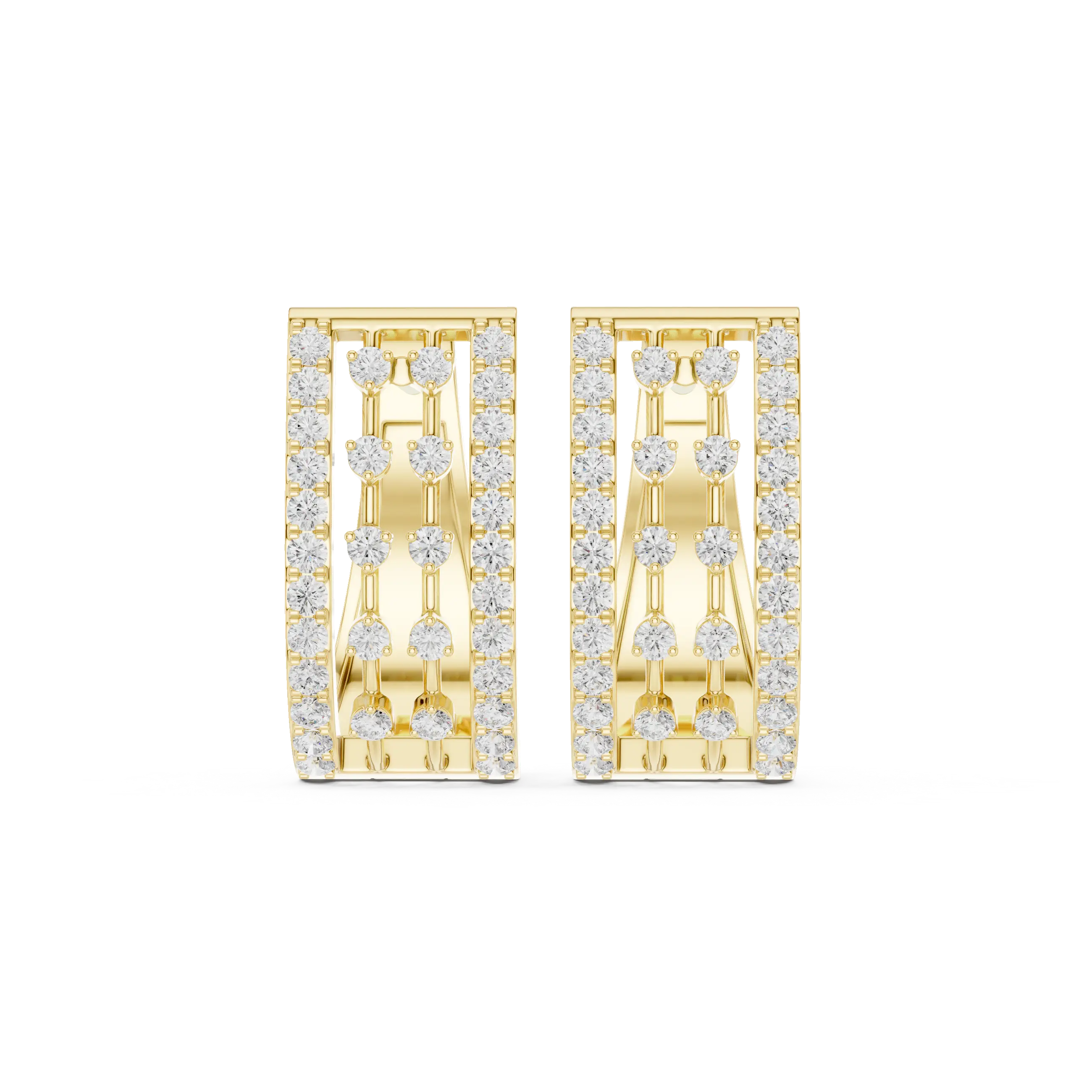 MJER64 - Windowpane Pattern Wide Huggie Hoops