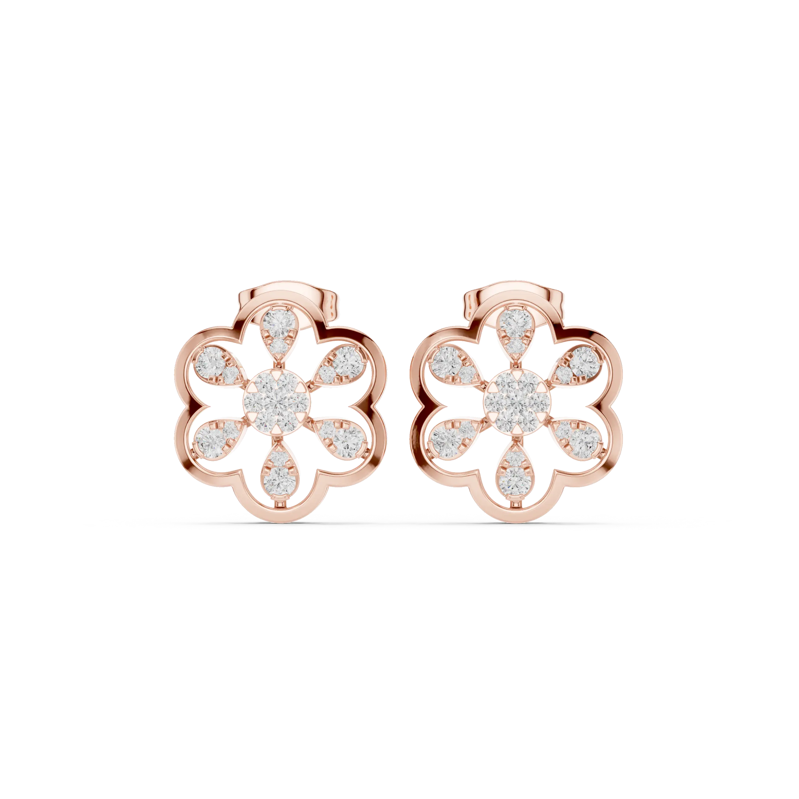 MJER66 - Sculpted Floral Blossom Stud Earrings