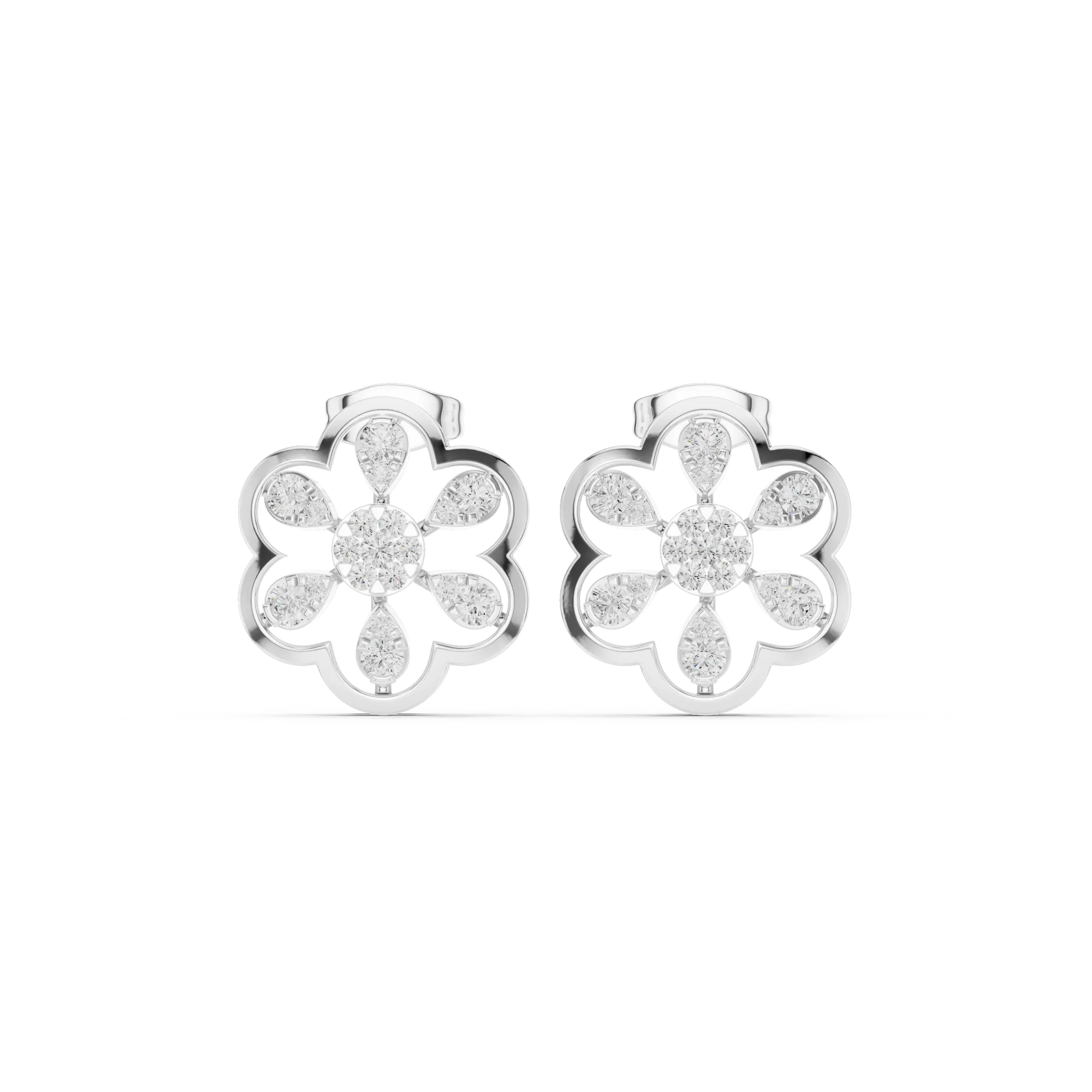 MJER66 - Sculpted Floral Blossom Stud Earrings