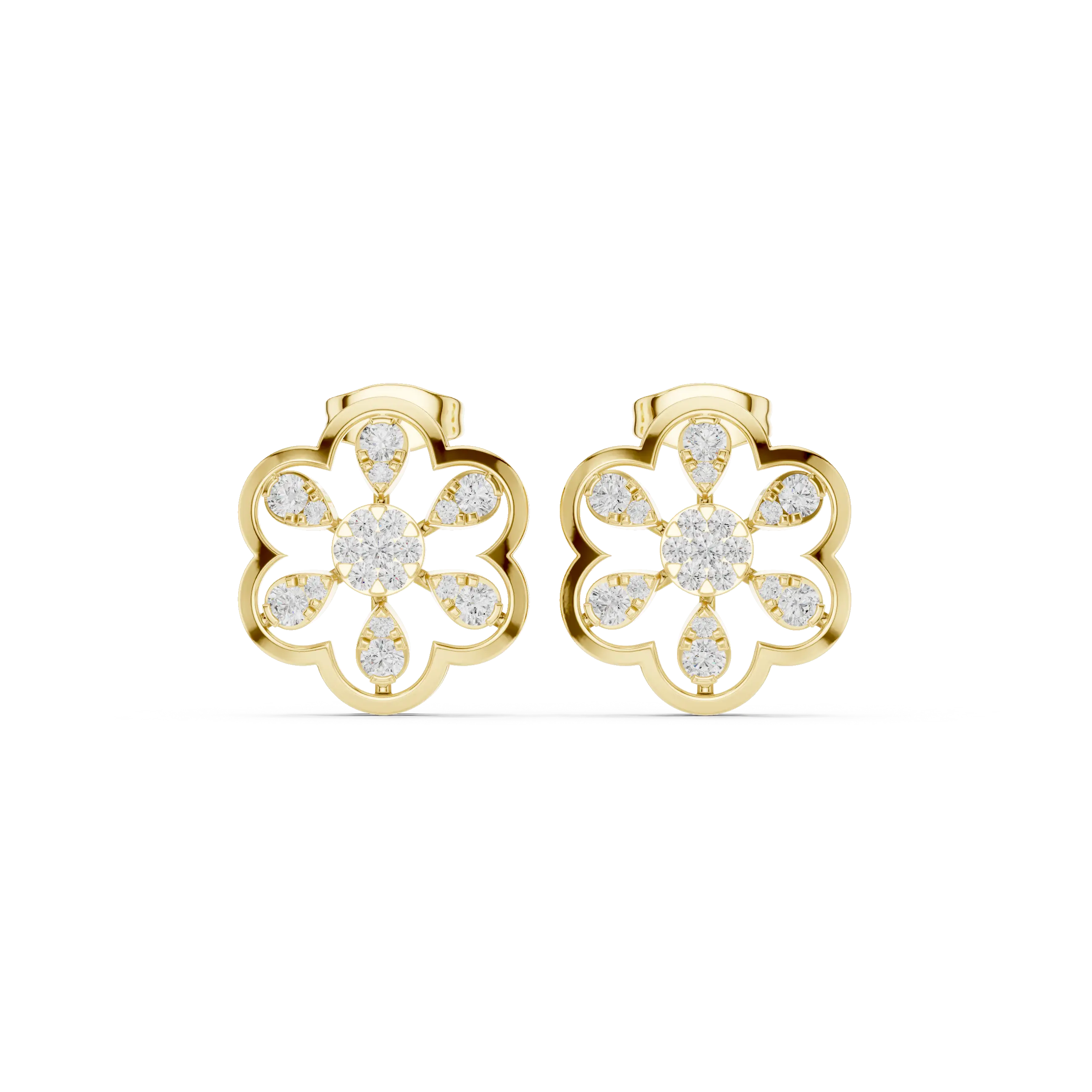 MJER66 - Sculpted Floral Blossom Stud Earrings