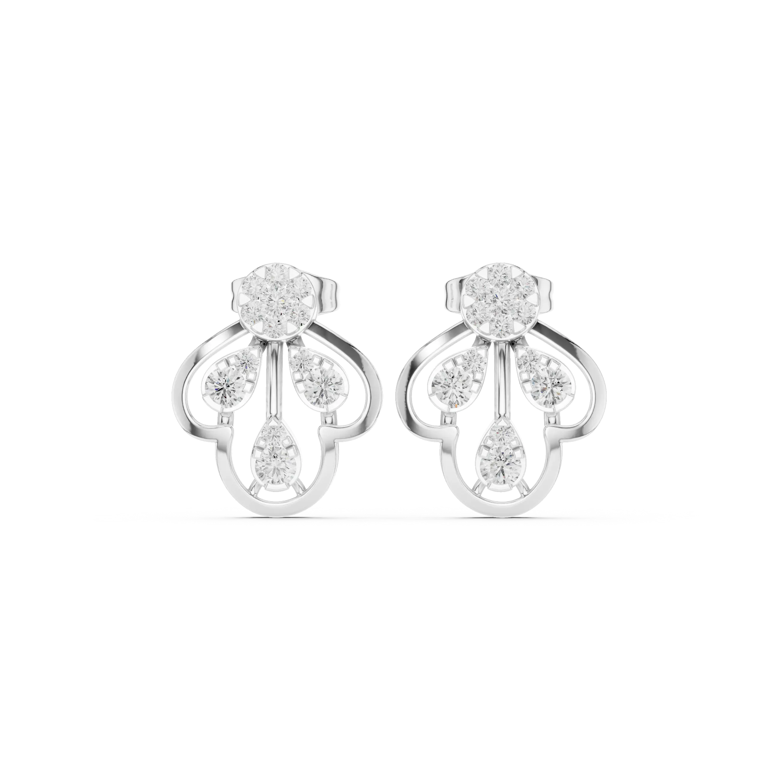 MJER67 - Floral Coronet Sparkling Post Earrings