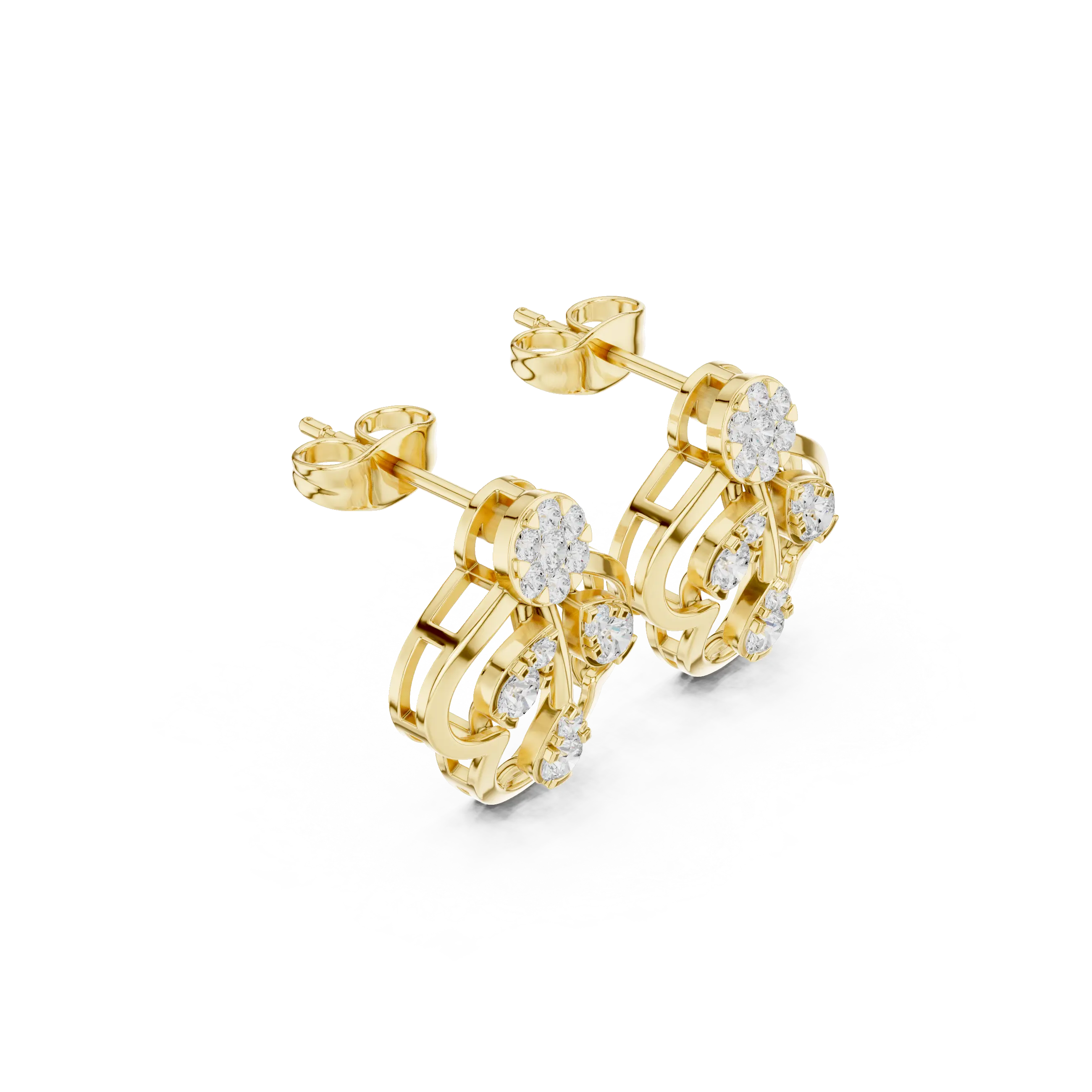 MJER67 - Floral Coronet Sparkling Post Earrings
