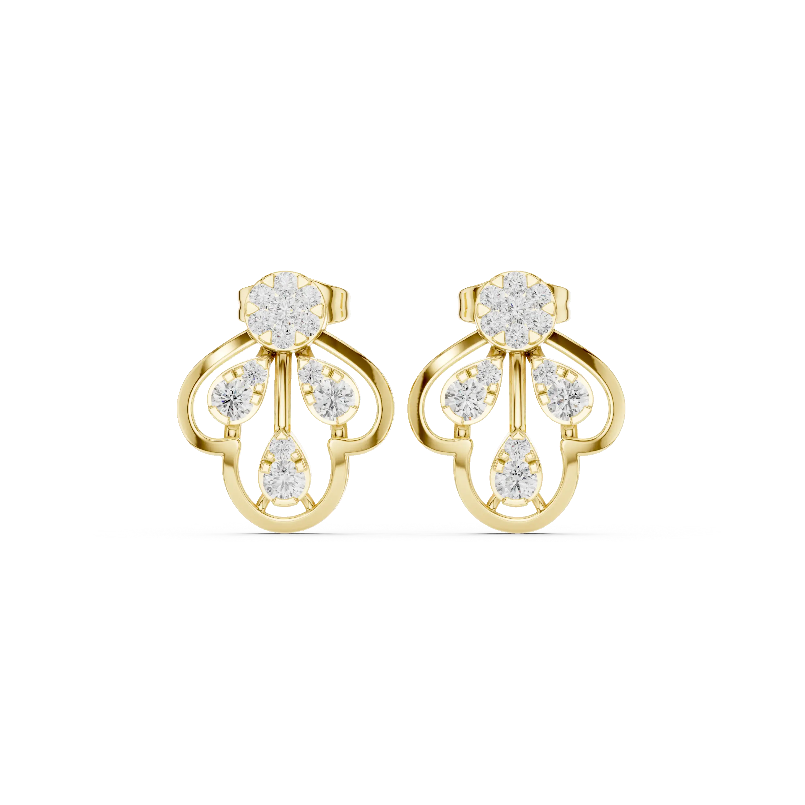 MJER67 - Floral Coronet Sparkling Post Earrings