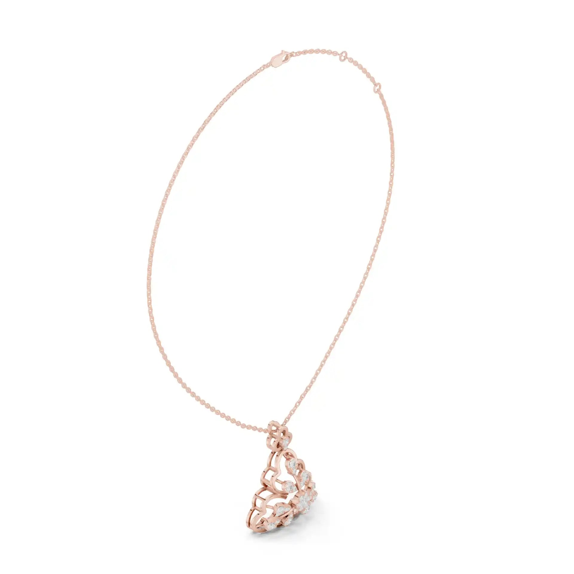 MJP11 - Openwork Floral Fan Diamond Pendant Necklace