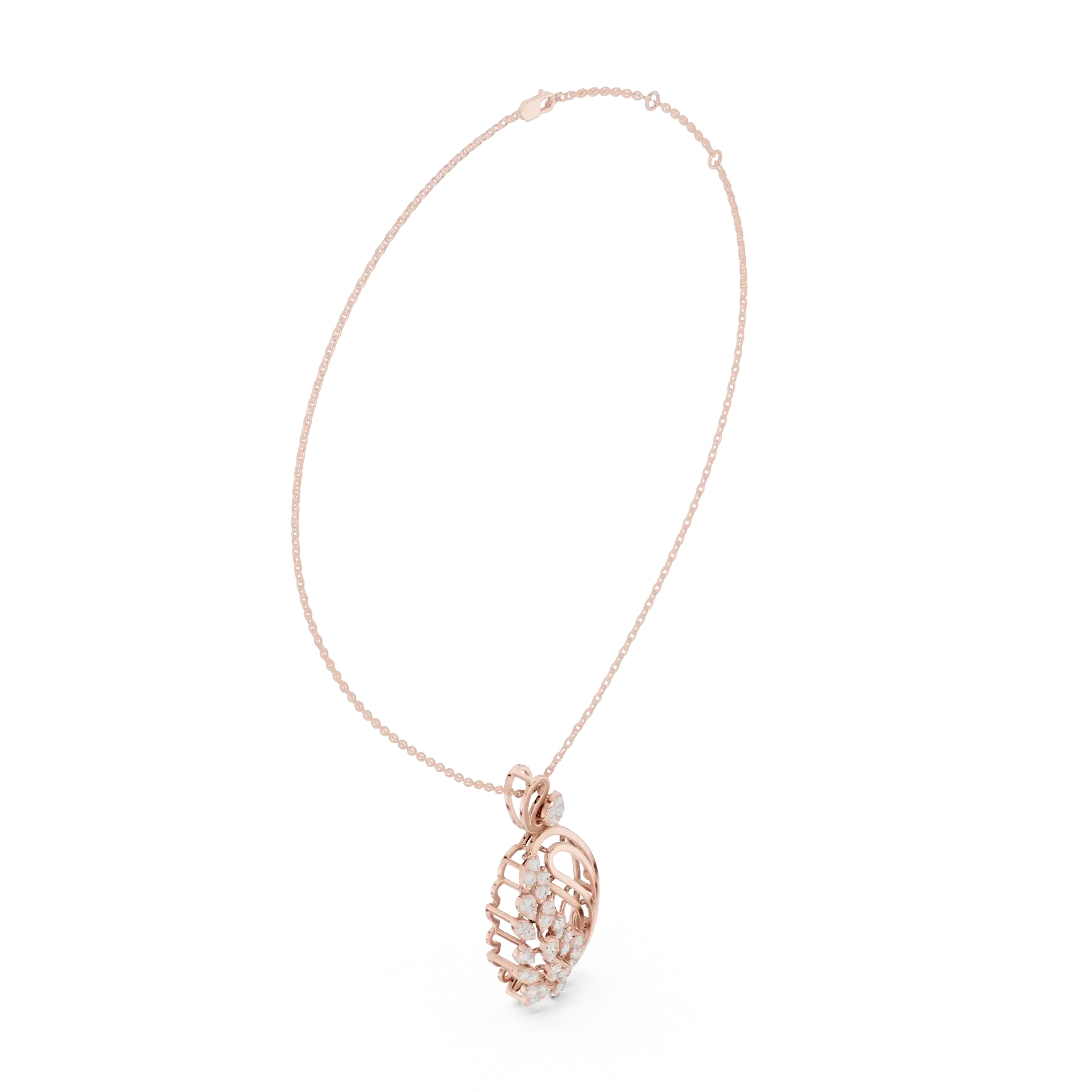 MJP12 - Oval Foliage Diamond Vine Swirl Necklace