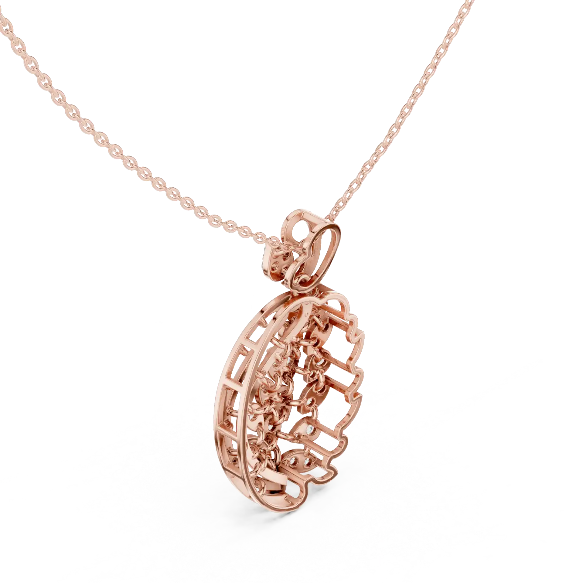 MJP12 - Oval Foliage Diamond Vine Swirl Necklace