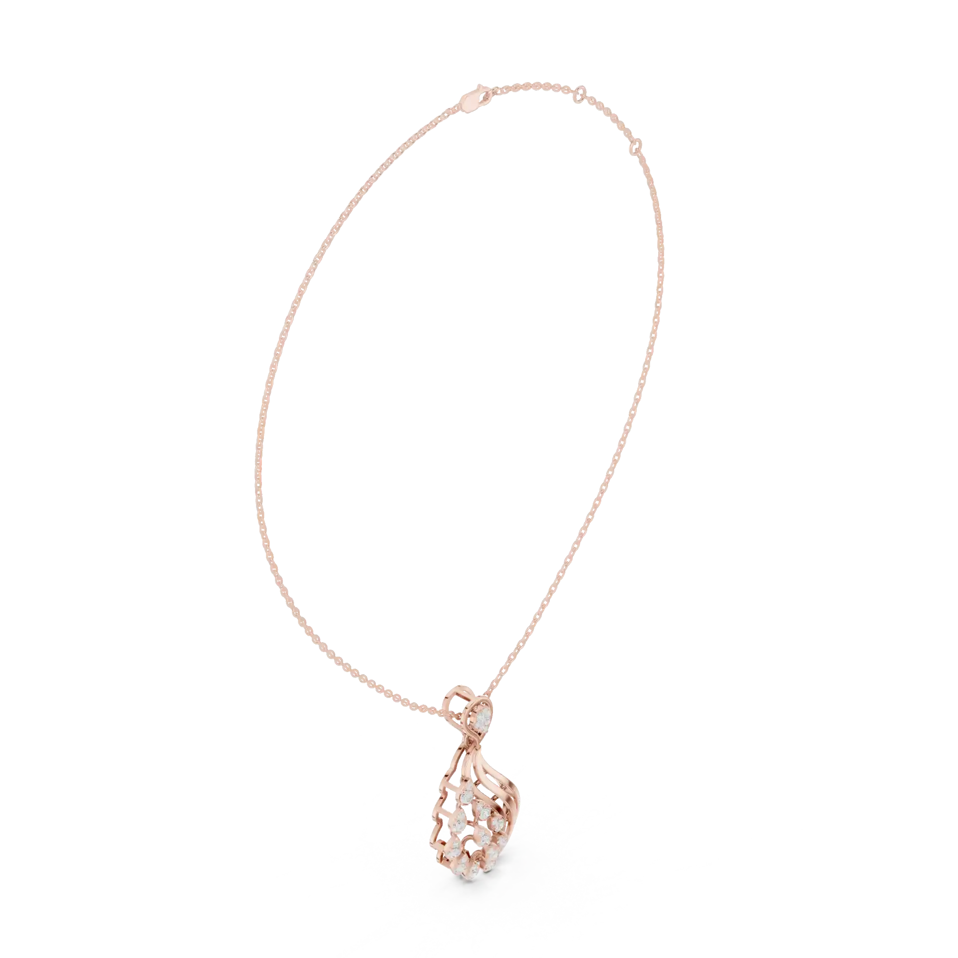MJP13 - Modern Teardrop Diamond Cascade Pendant