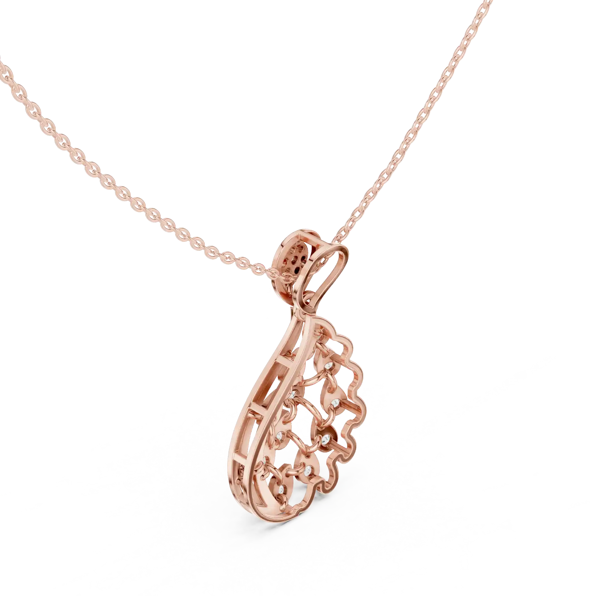 MJP13 - Modern Teardrop Diamond Cascade Pendant