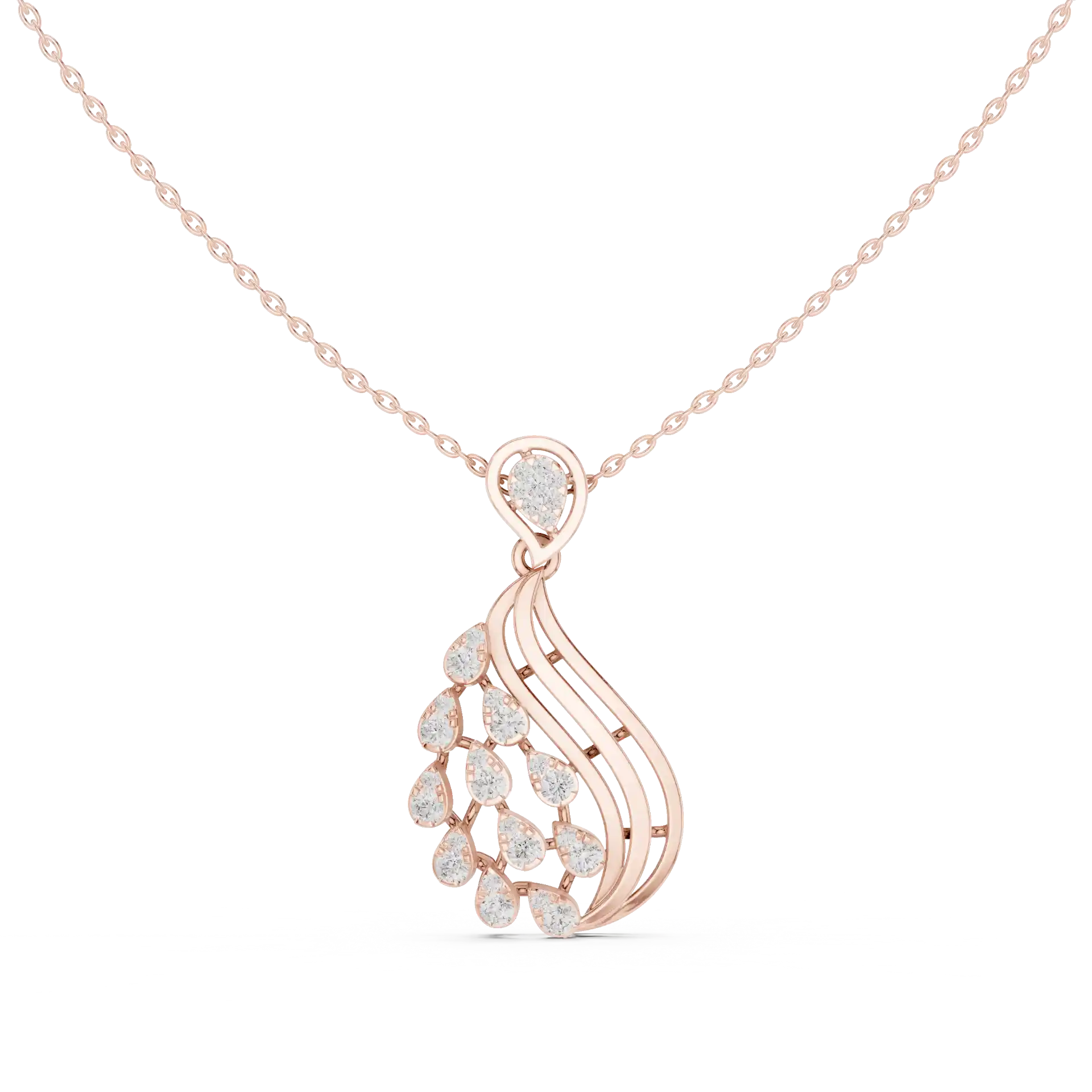 MJP13 - Modern Teardrop Diamond Cascade Pendant