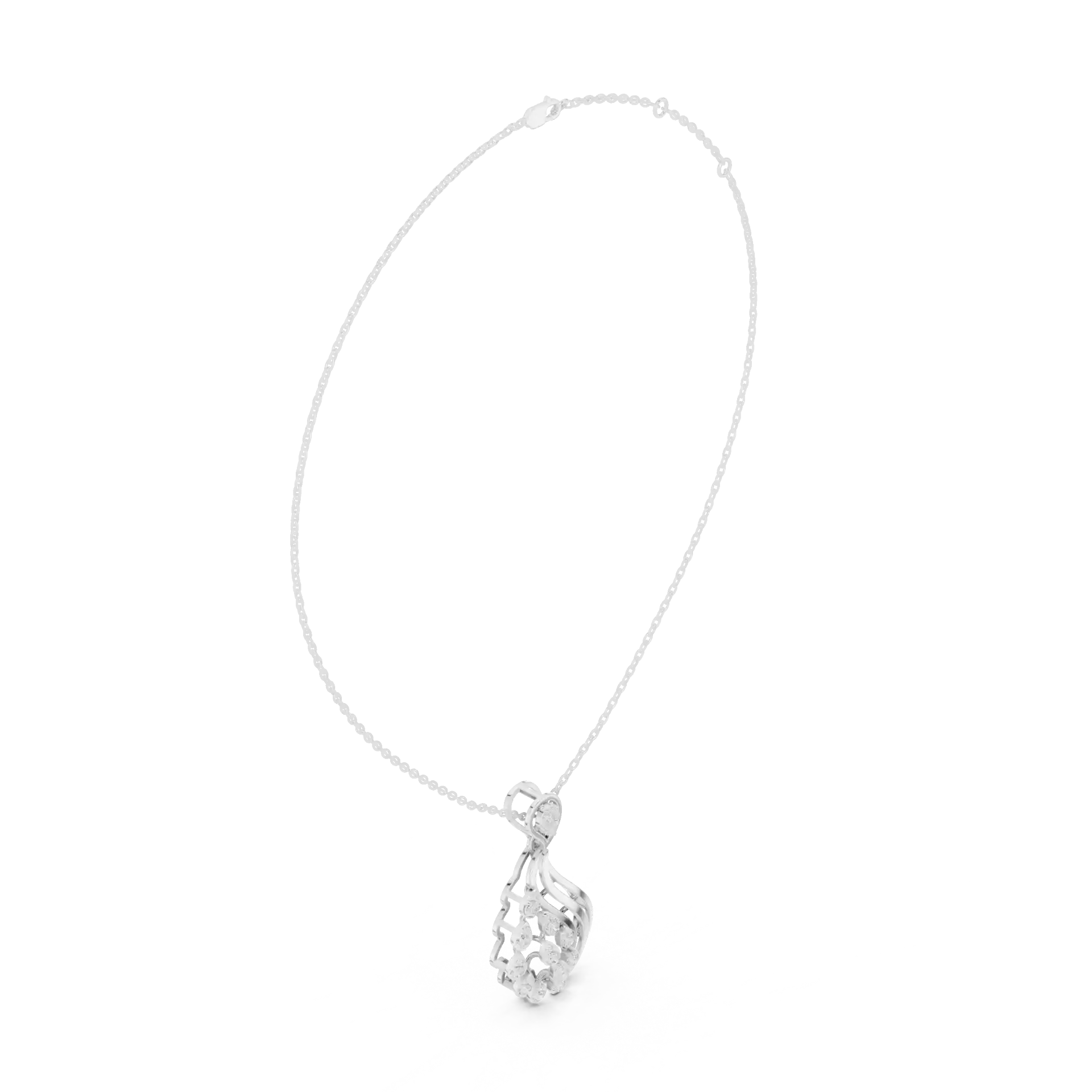 MJP13 - Modern Teardrop Diamond Cascade Pendant