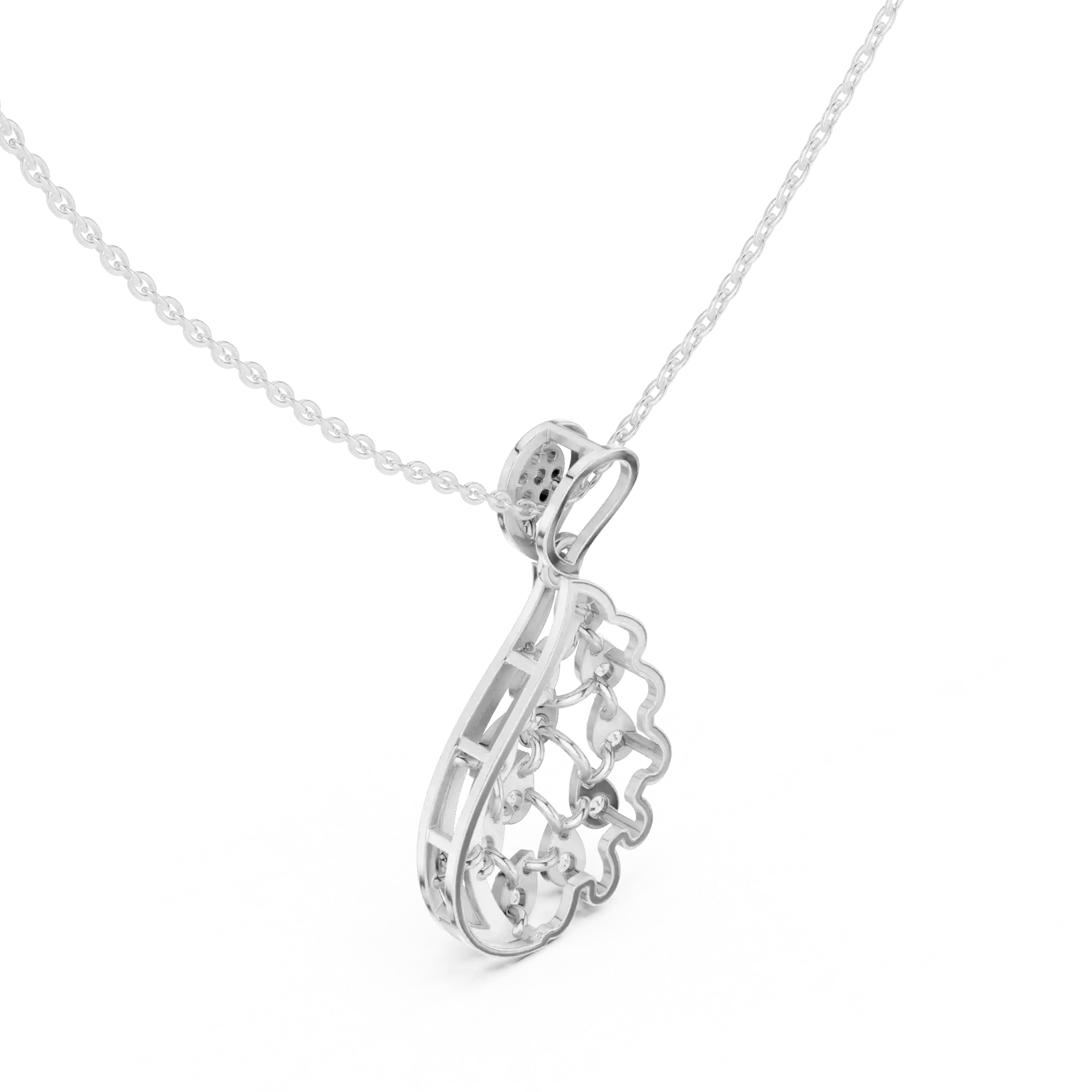 MJP13 - Modern Teardrop Diamond Cascade Pendant