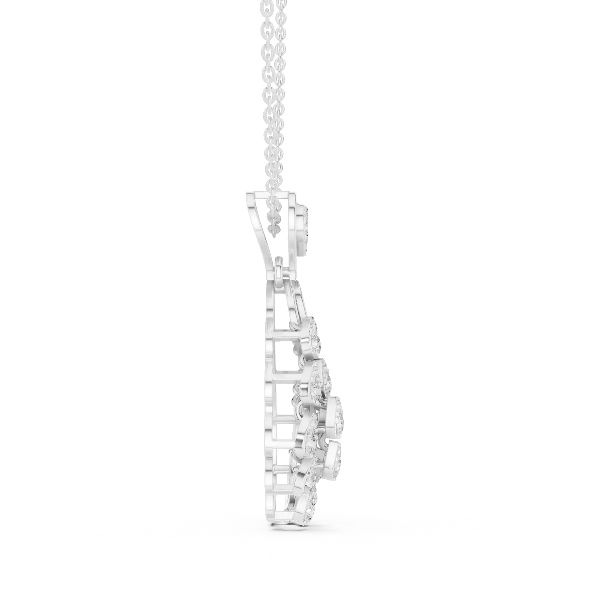 MJP13 - Modern Teardrop Diamond Cascade Pendant