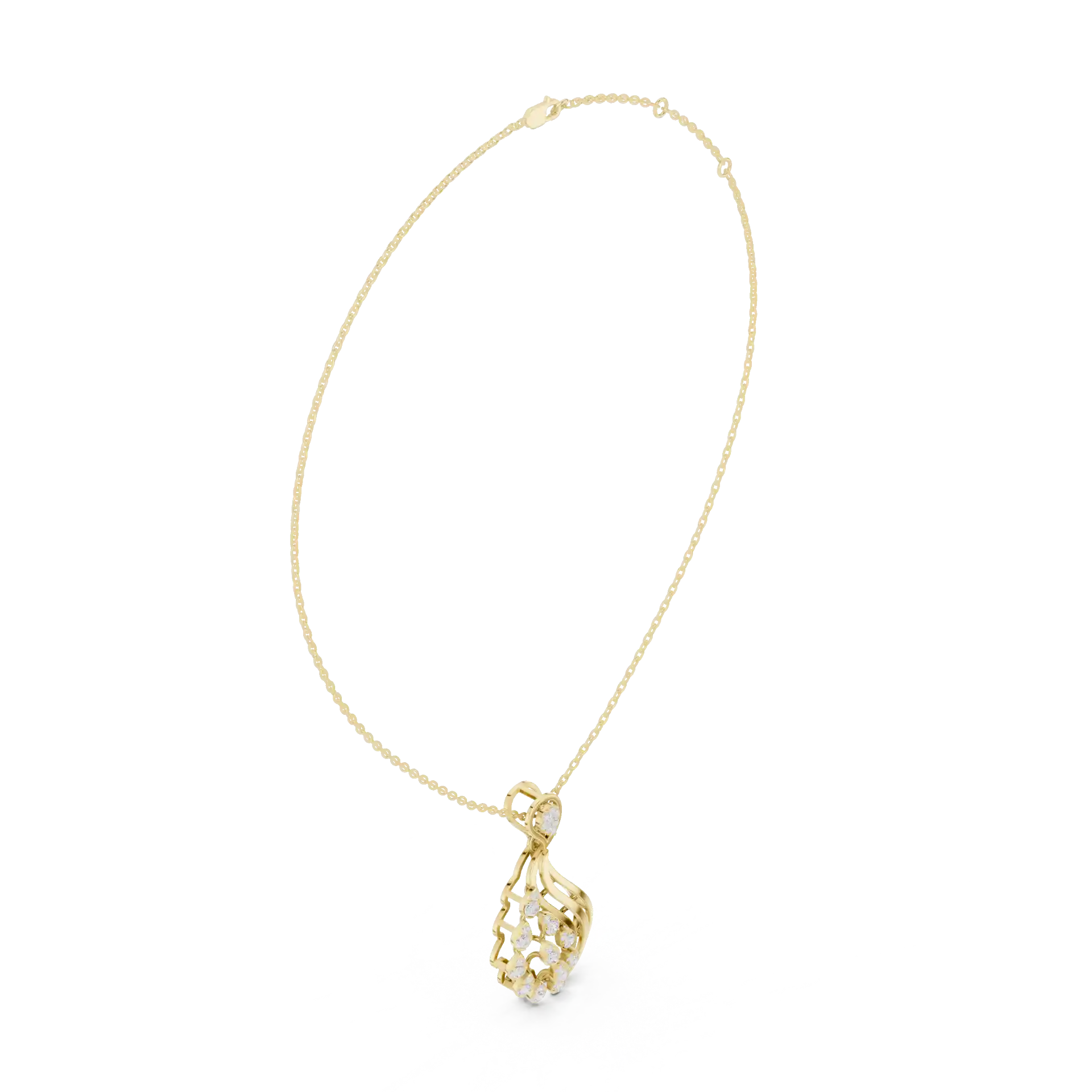 MJP13 - Modern Teardrop Diamond Cascade Pendant