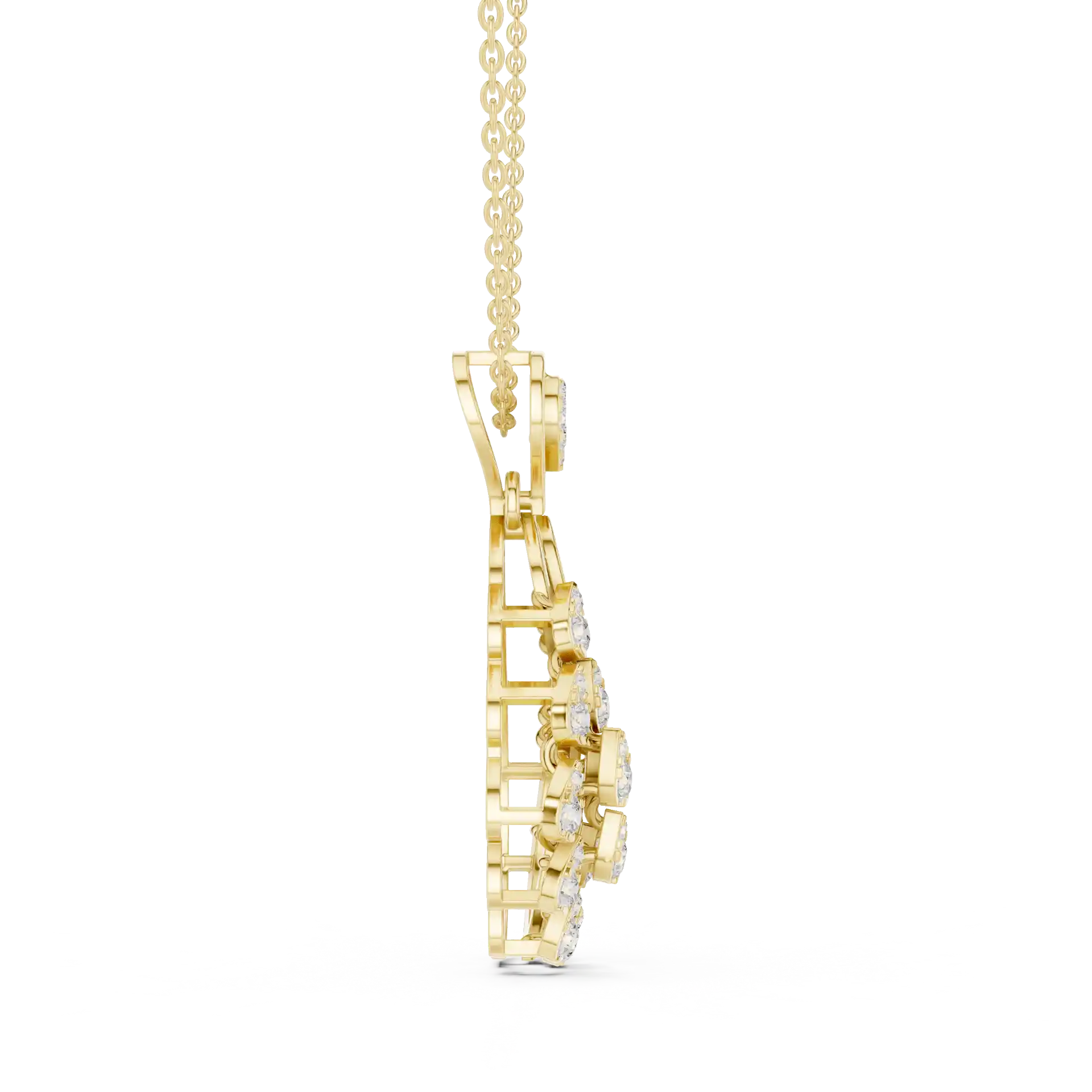MJP13 - Modern Teardrop Diamond Cascade Pendant