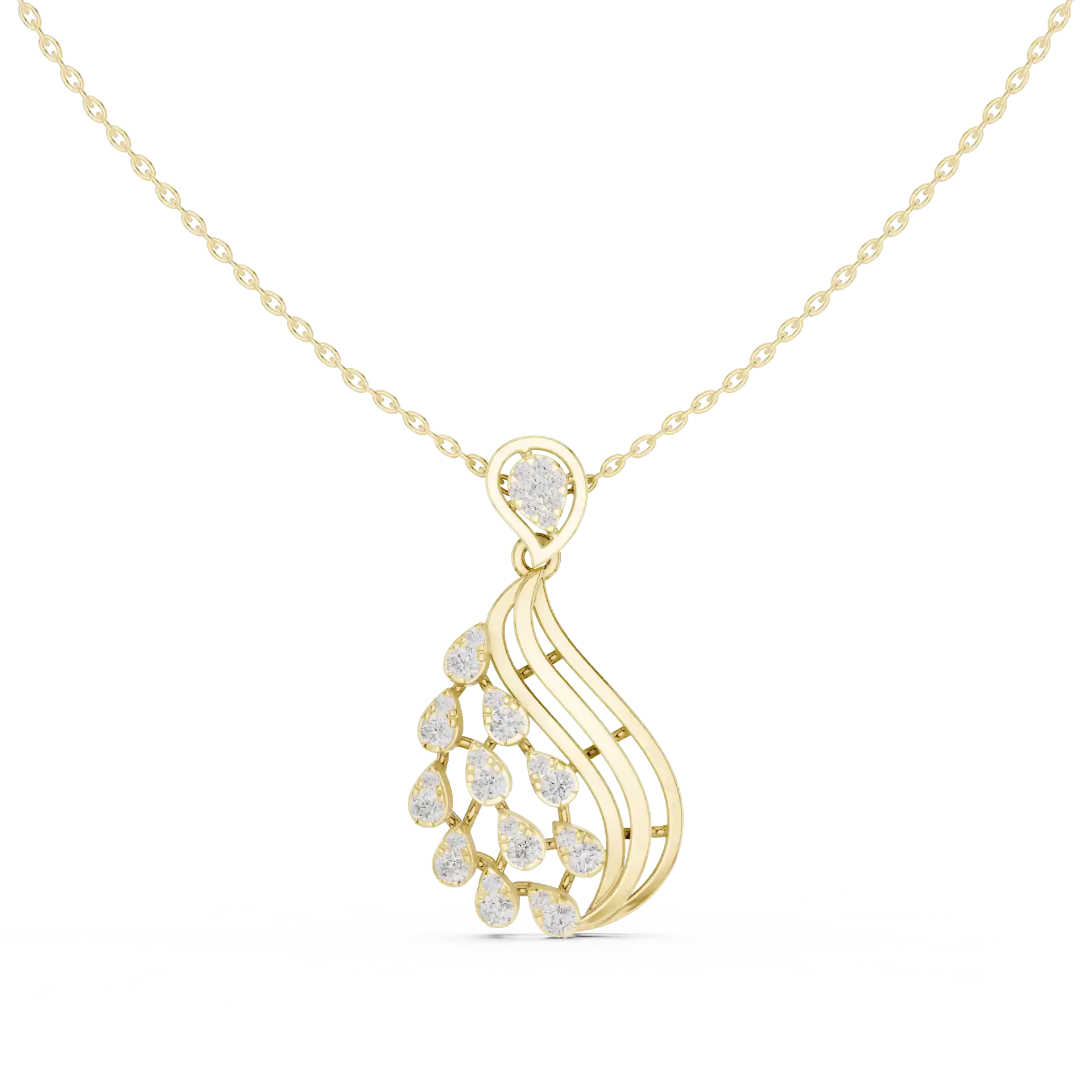 MJP13 - Modern Teardrop Diamond Cascade Pendant